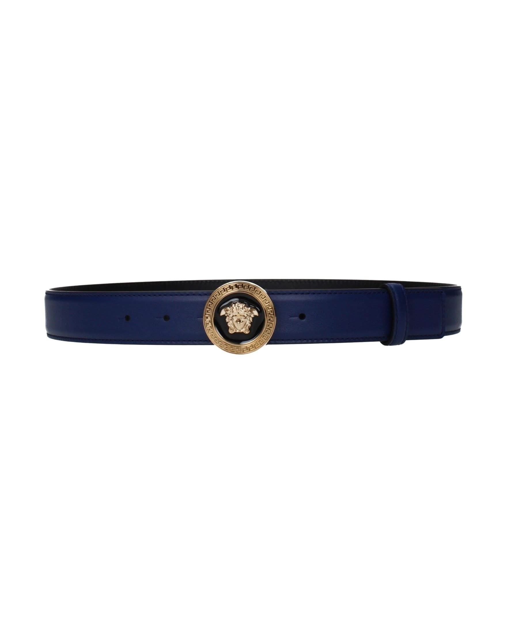 Versace Blue Leather Regular Belt 