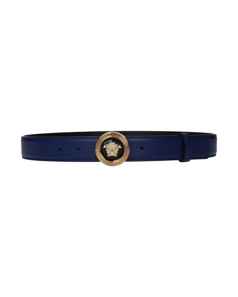 Versace Blue Leather Regular Belt Glam Steals