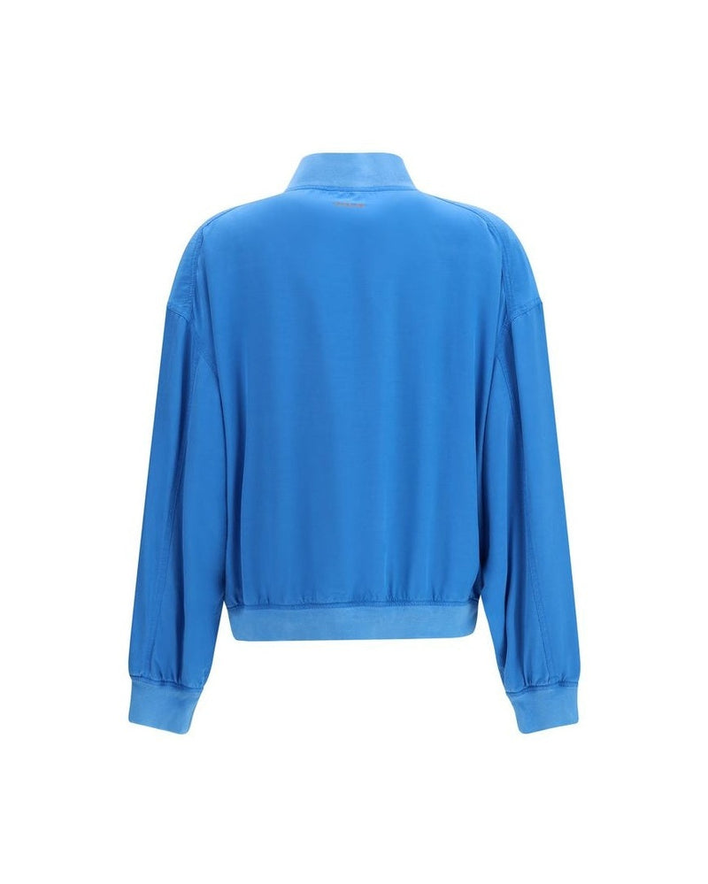 Versace Blue Silk Bomber Jacket Glam Steals