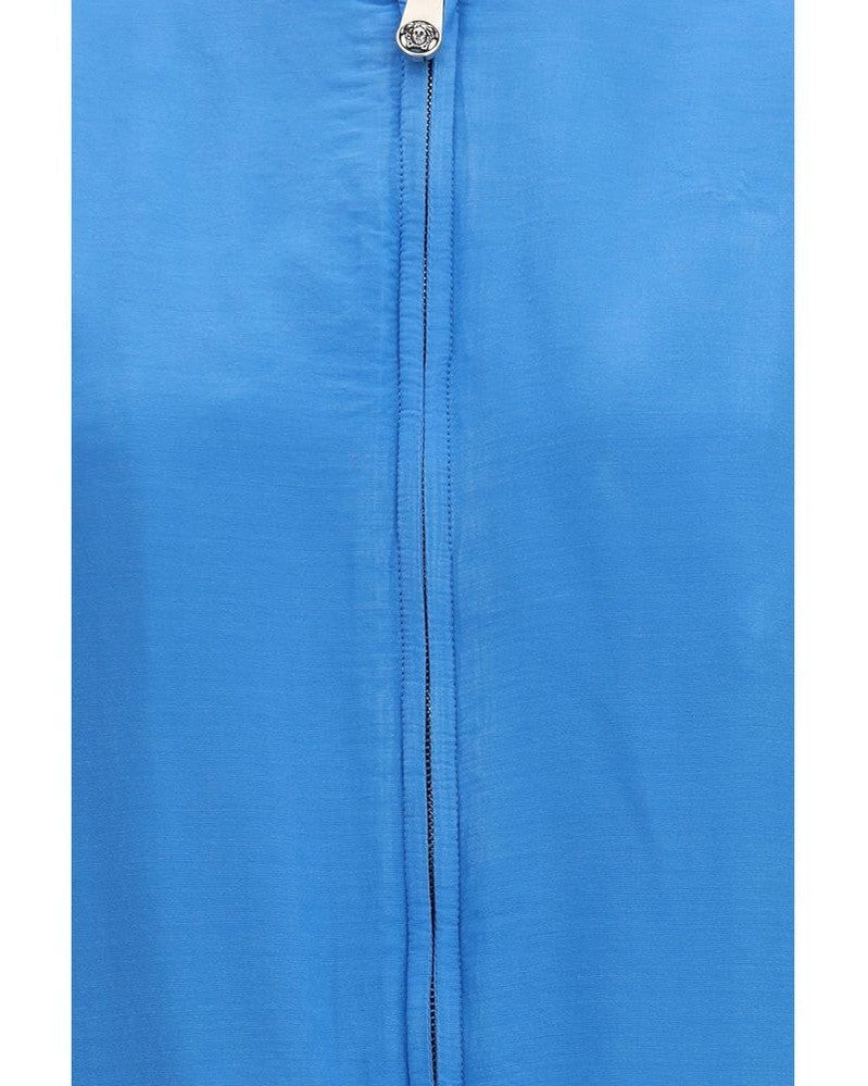 Versace Blue Silk Bomber Jacket Glam Steals