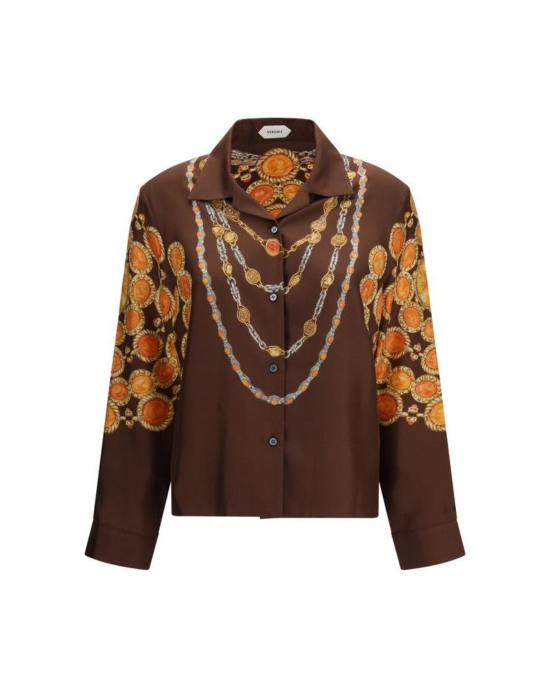Versace Brown Fabric Pattern Shirt Glam Steals