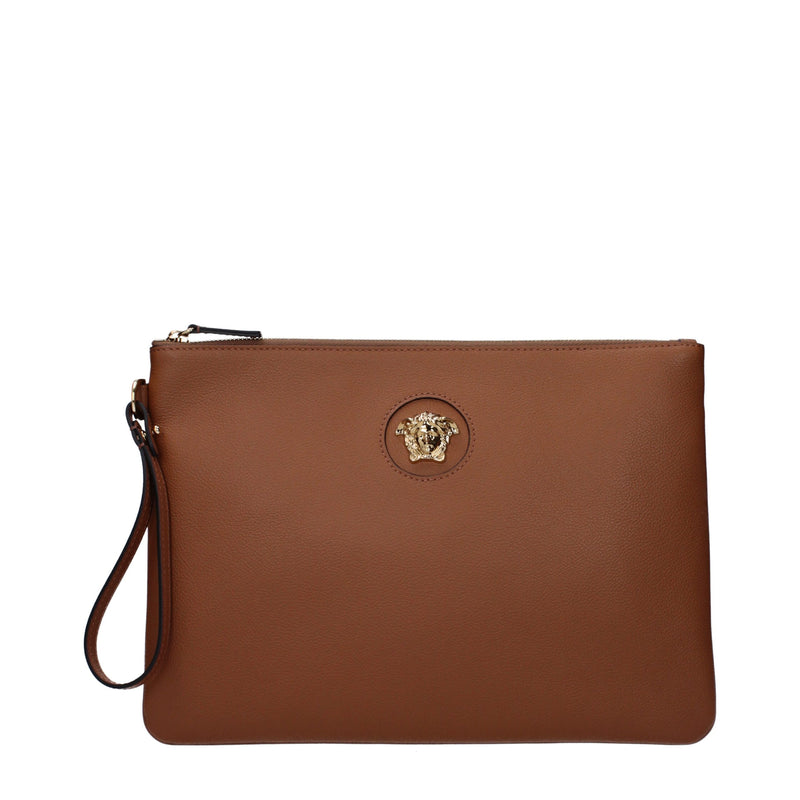 Versace Brown Leather Clutch Bag Glam Steals