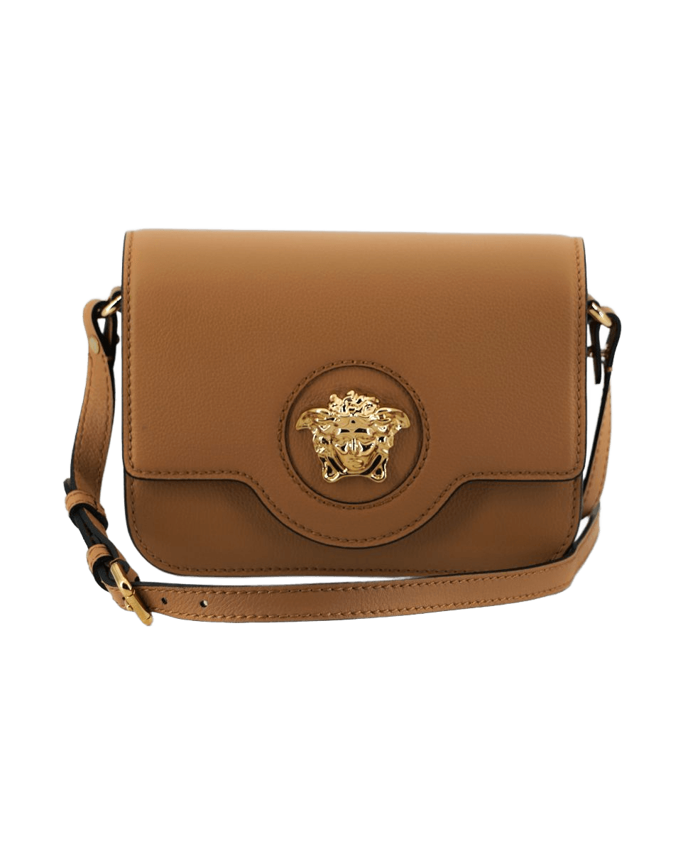 Versace Brown Leather Elegant Calf Shoulder Bag Glam Steals