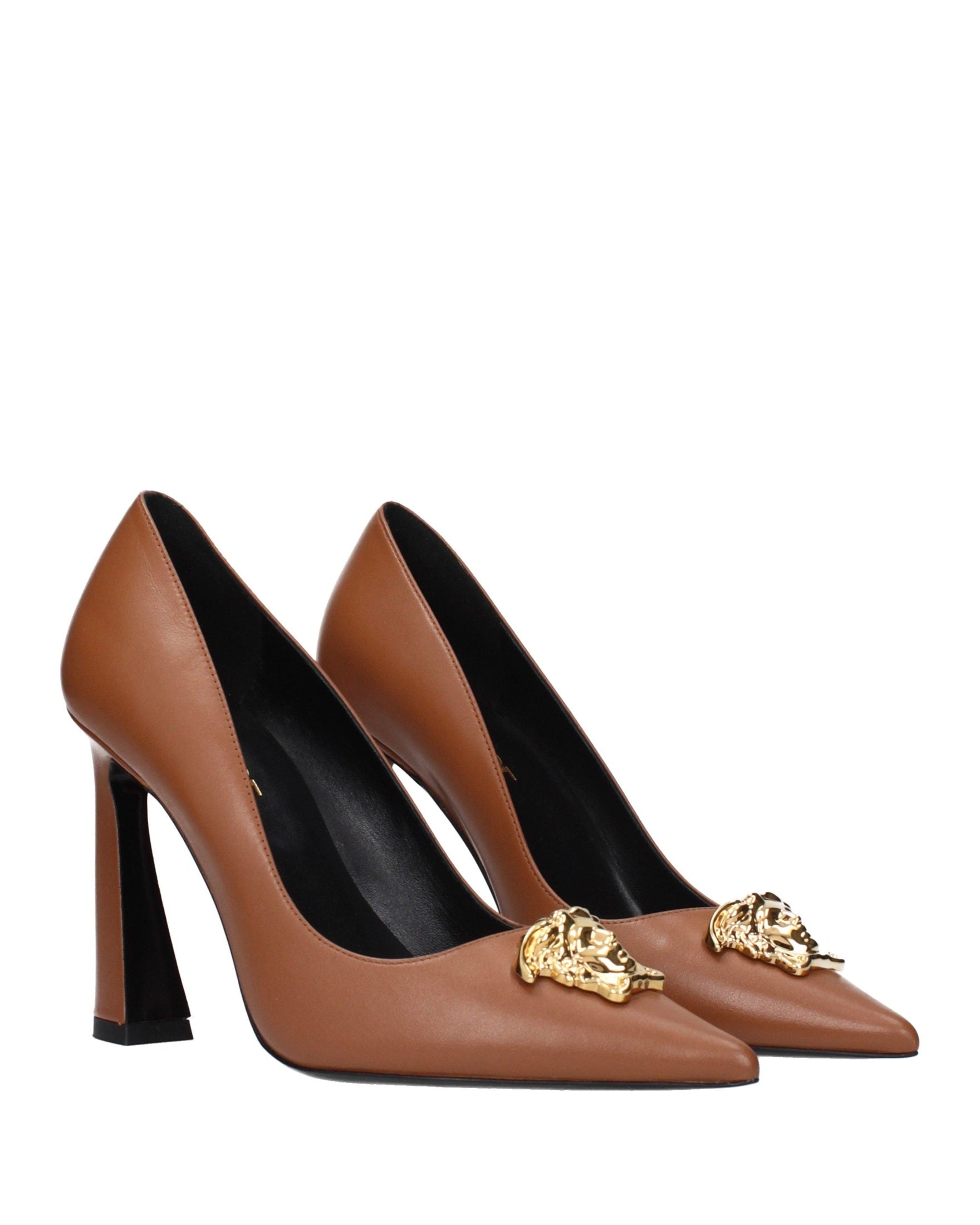 Versace Brown Leather High Heel Pumps Glam Steals