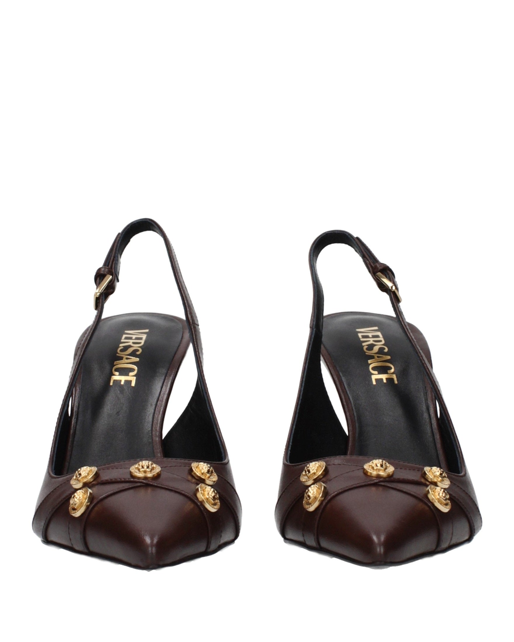 Versace Brown Leather Pumps Glam Steals