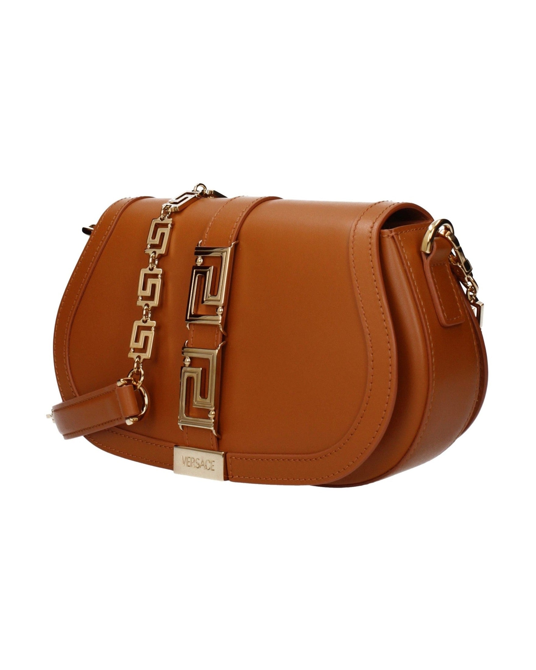 Versace Brown Leather Shoulder Bag Glam Steals