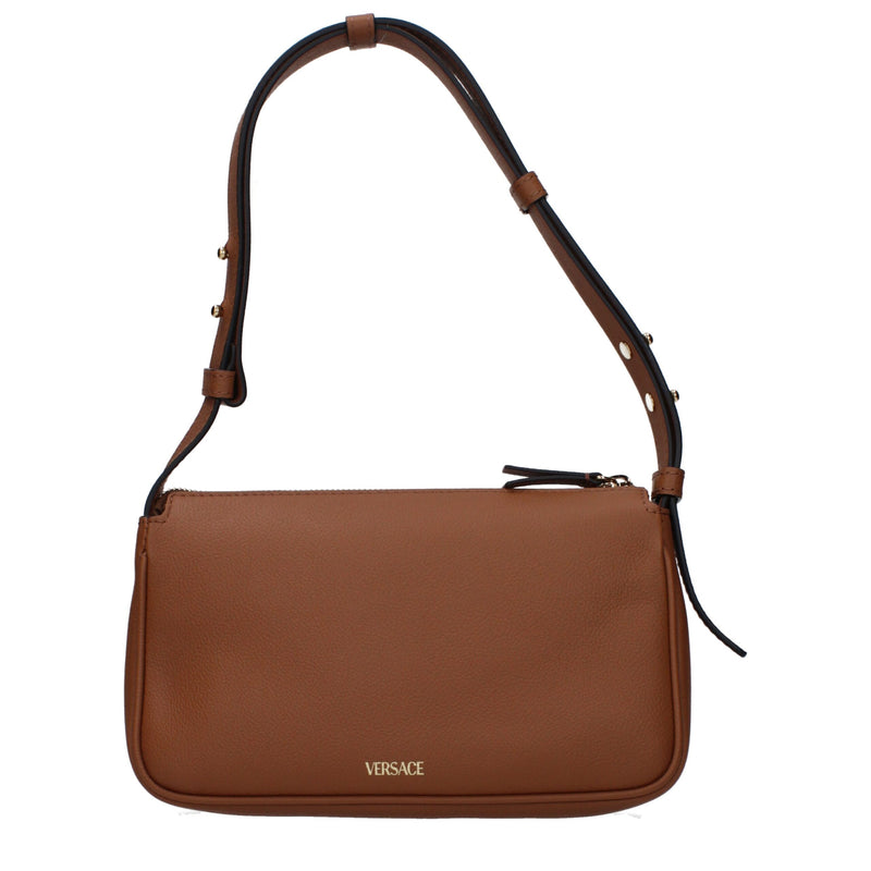 Versace Brown Leather Shoulder Bag Glam Steals