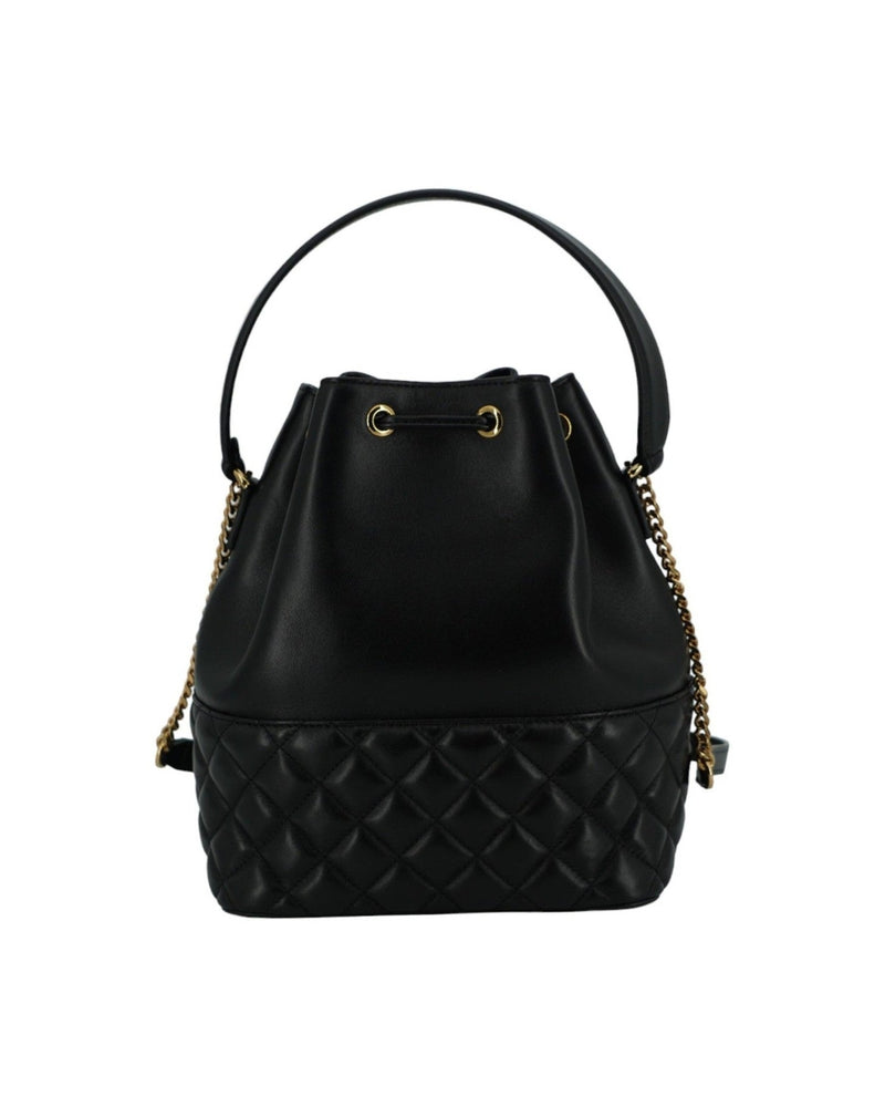 Versace Elegant Leather Medusa Bucket Shoulder Black Bag Glam Steals