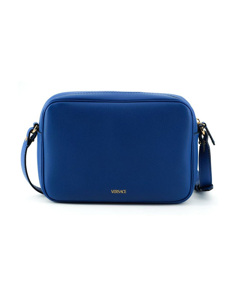 Versace Elegant Calf Leather Camera Case Blue Bag Glam Steals