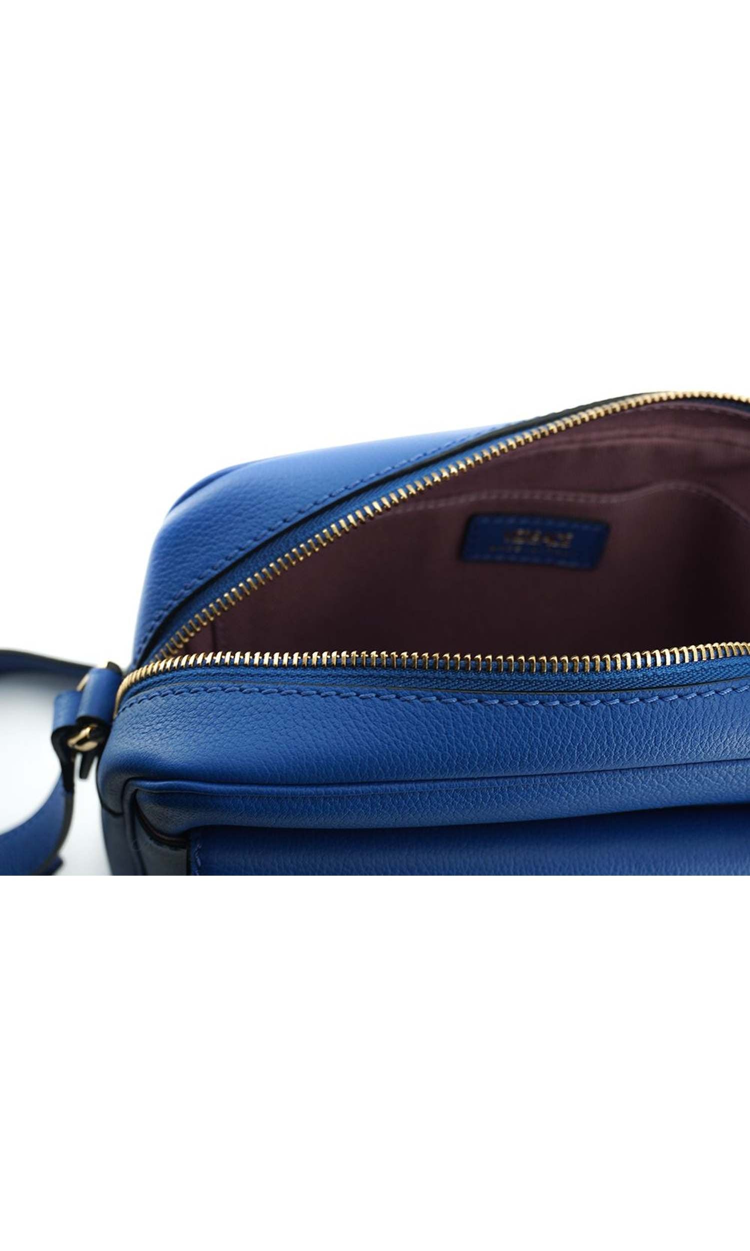 Versace Elegant Calf Leather Camera Case Blue Bag Glam Steals