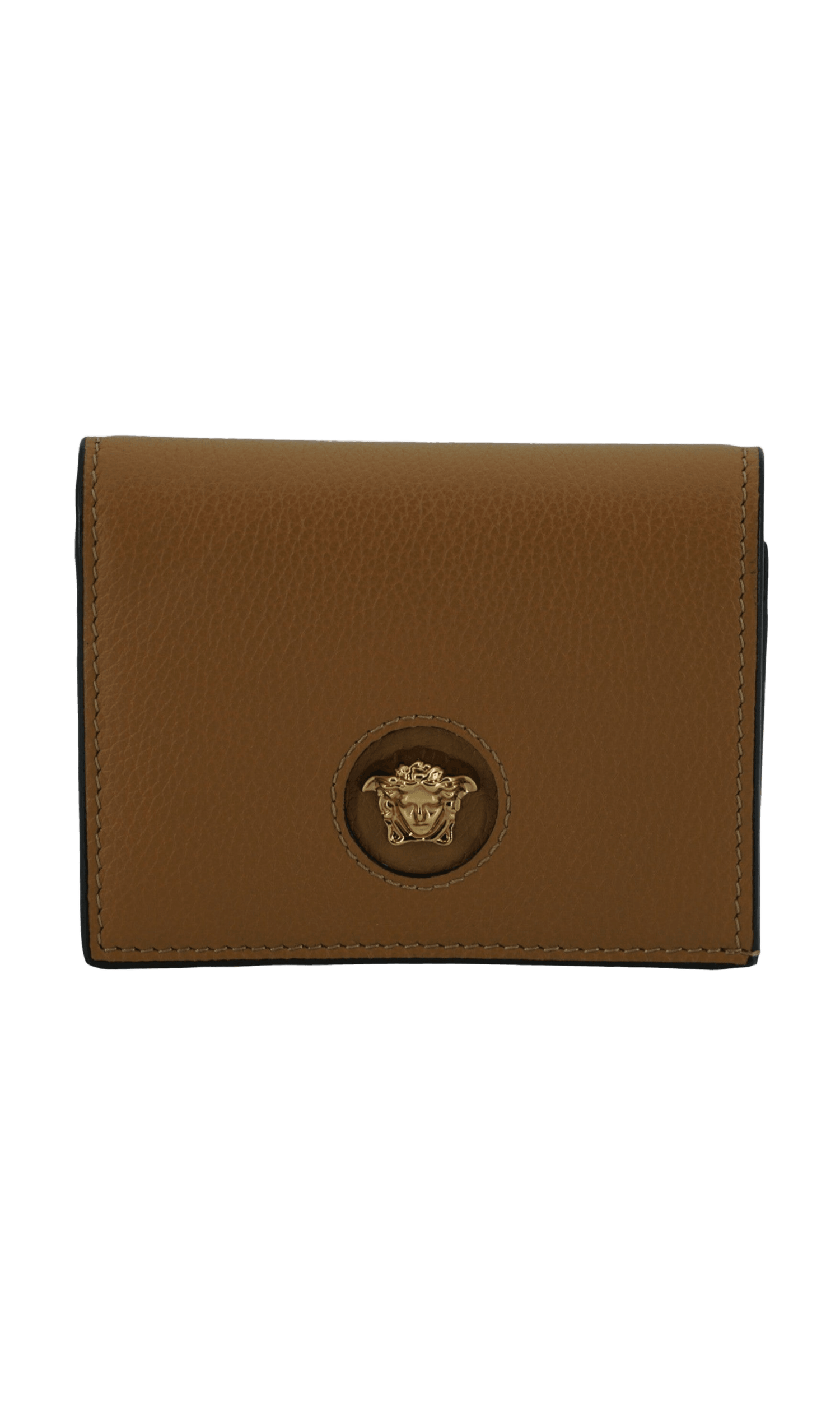 Versace Elegant Compact Leather Wallet Brown Glam Steals