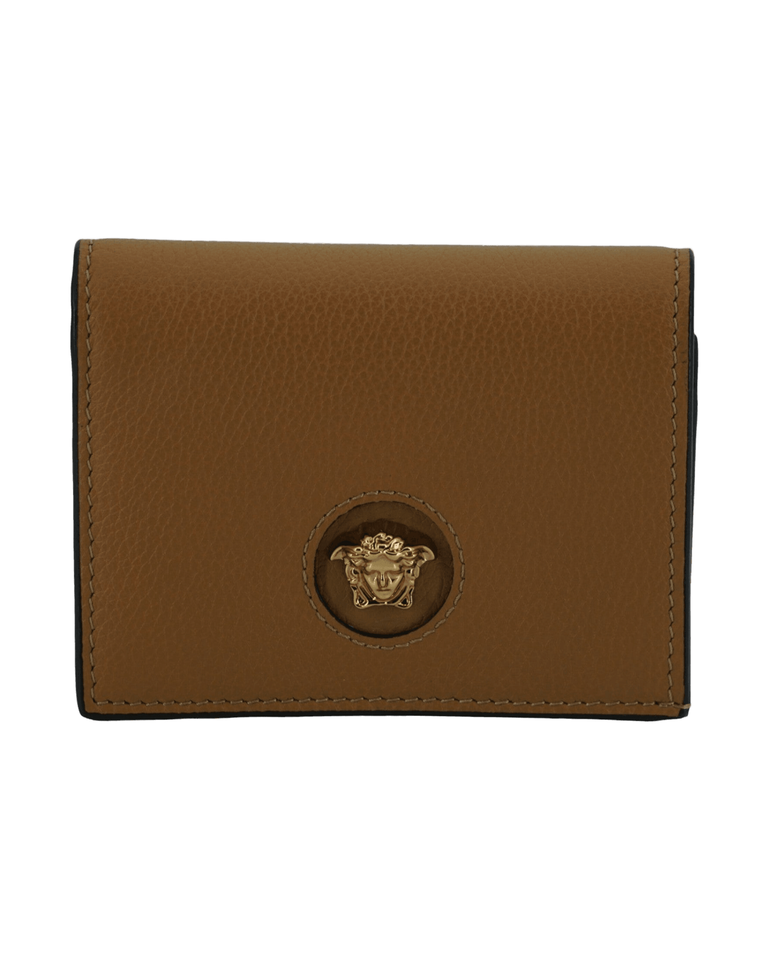 Versace Elegant Brown Compact Leather Wallet Glam Steals
