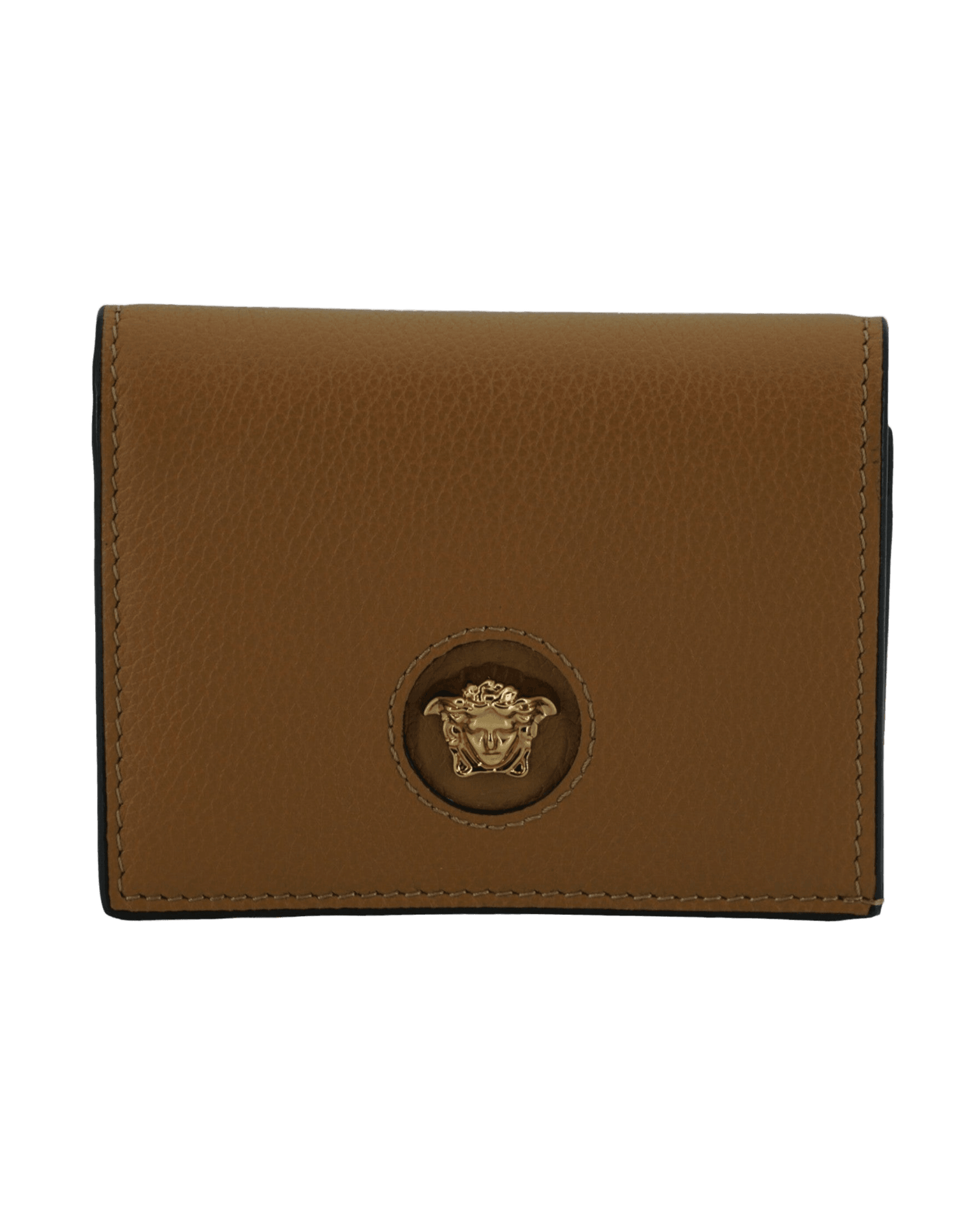 Versace Elegant Compact Leather Wallet Brown Glam Steals