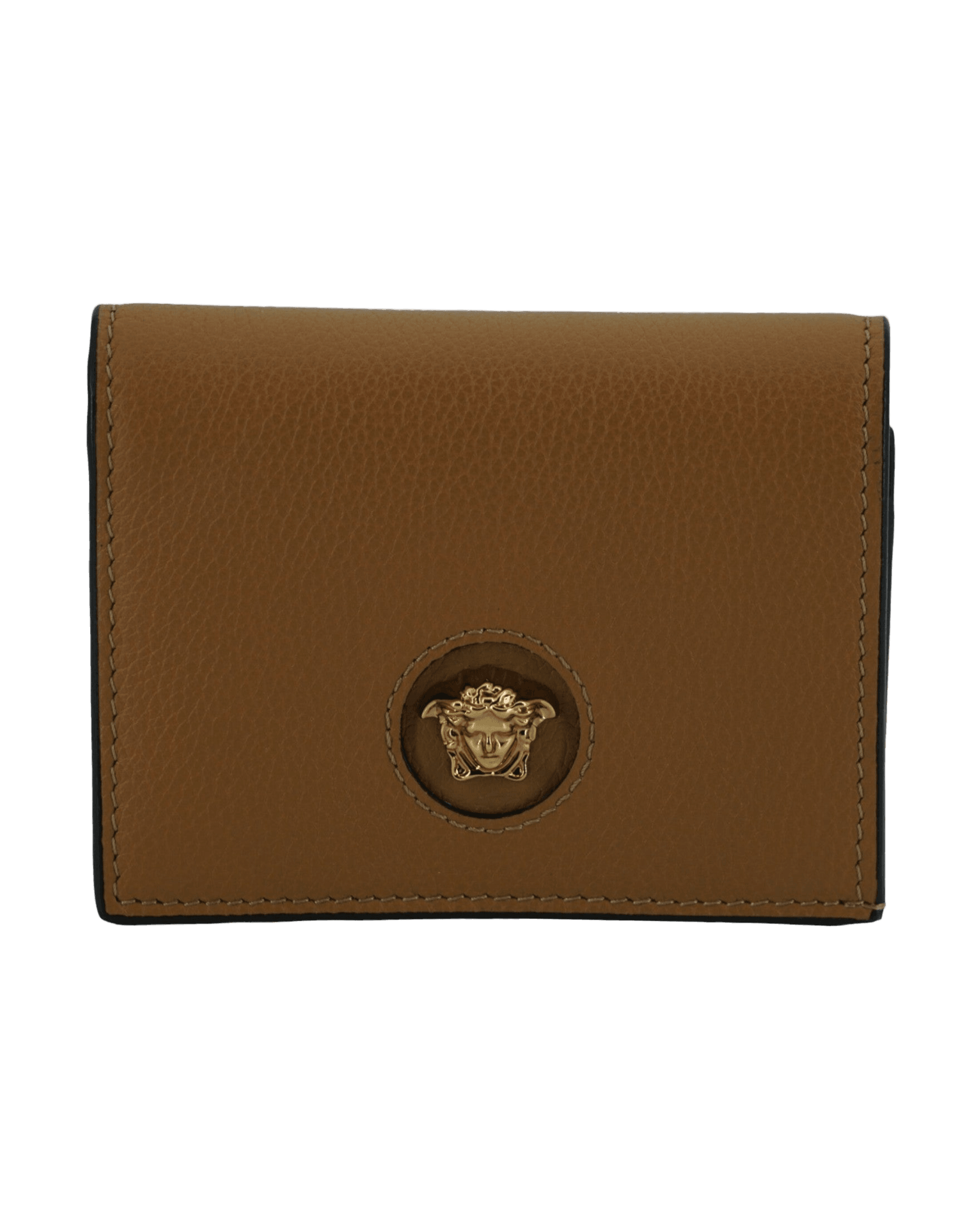 Versace Elegant Compact Leather Wallet Brown Glam Steals