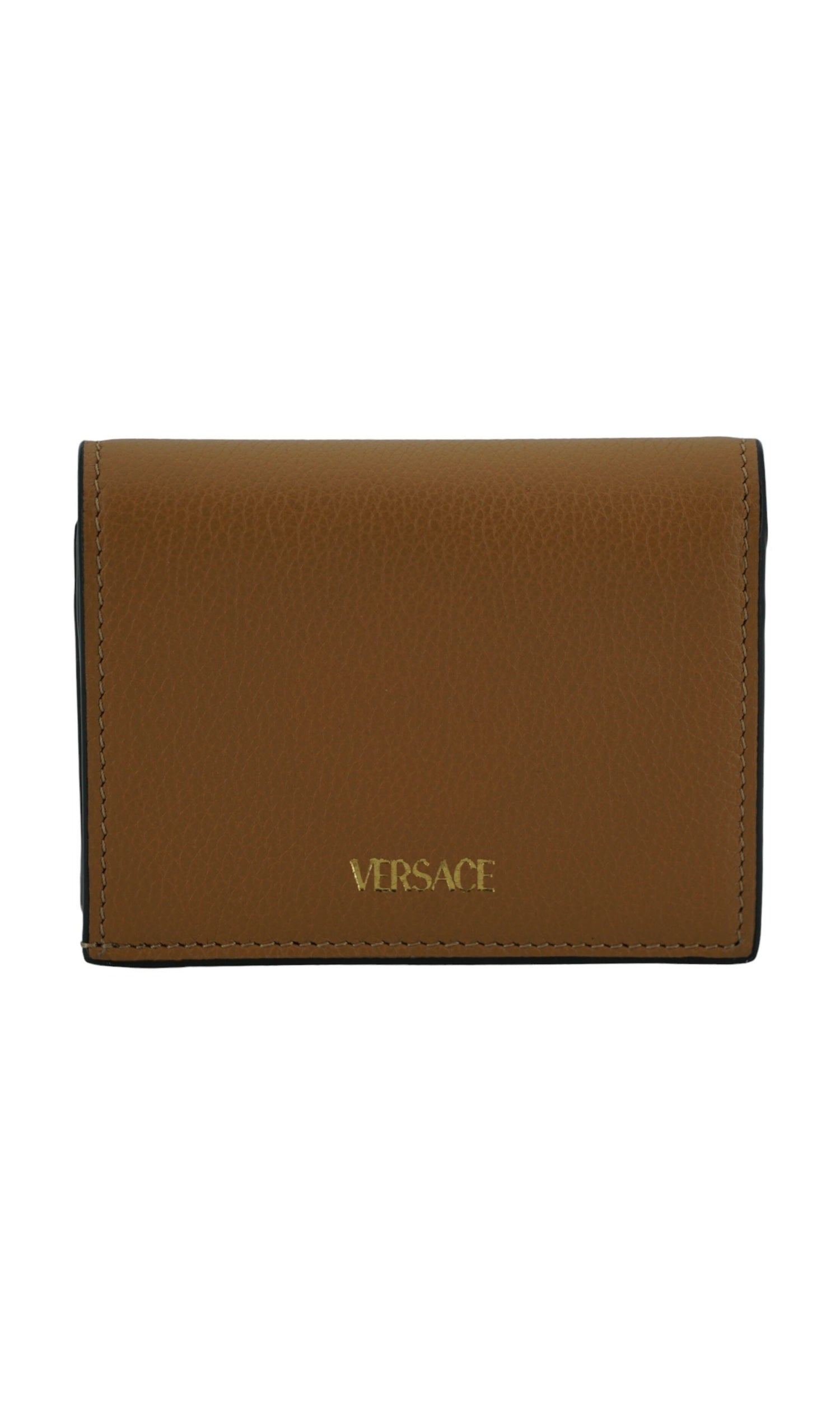 Versace Elegant Compact Leather Wallet Brown Glam Steals