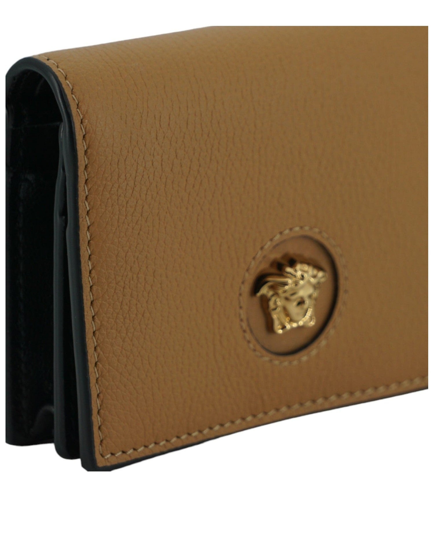 Versace Elegant Compact Leather Wallet Brown Glam Steals