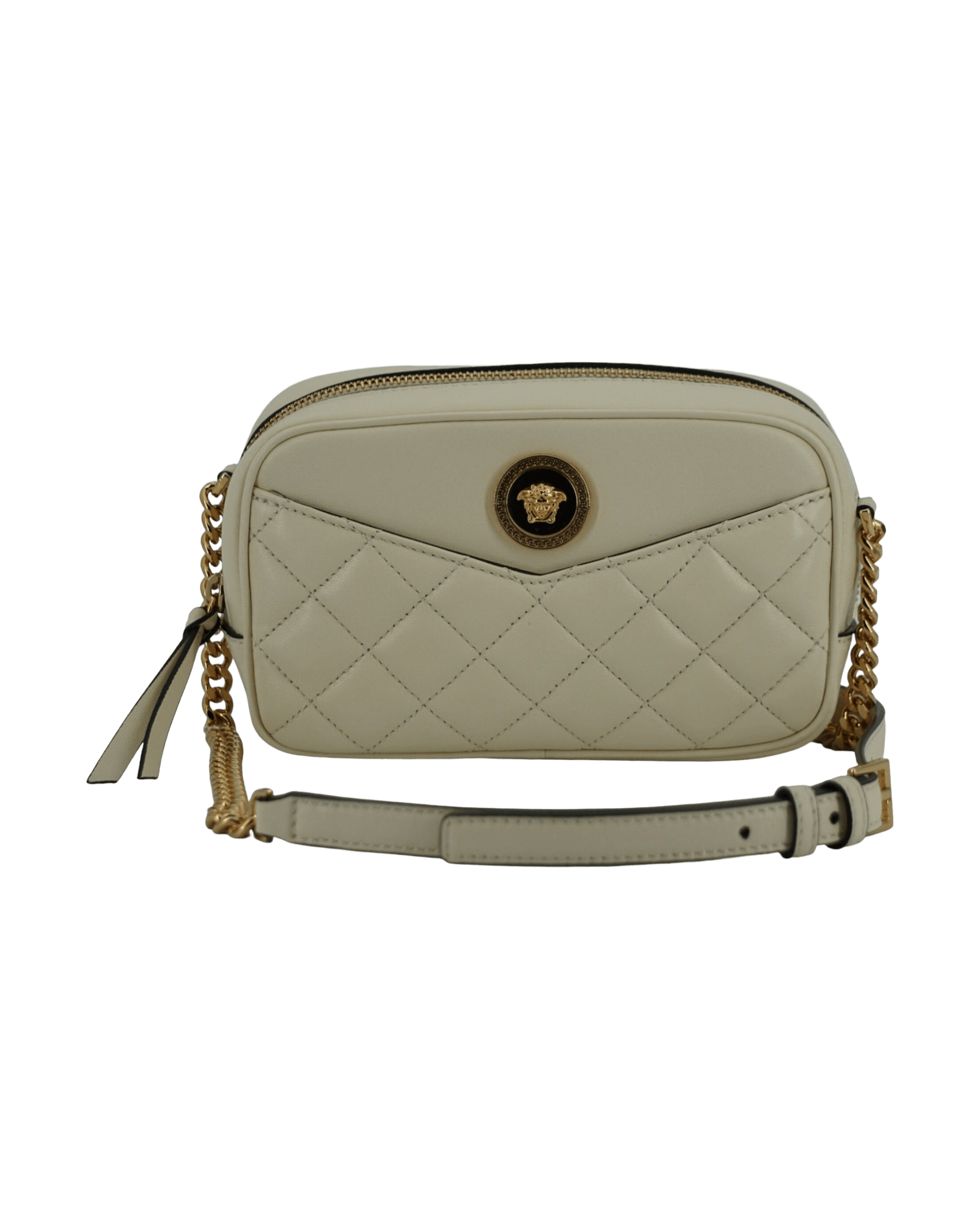 Versace Elegant Lamb Leather Camera White Bag Glam Steals