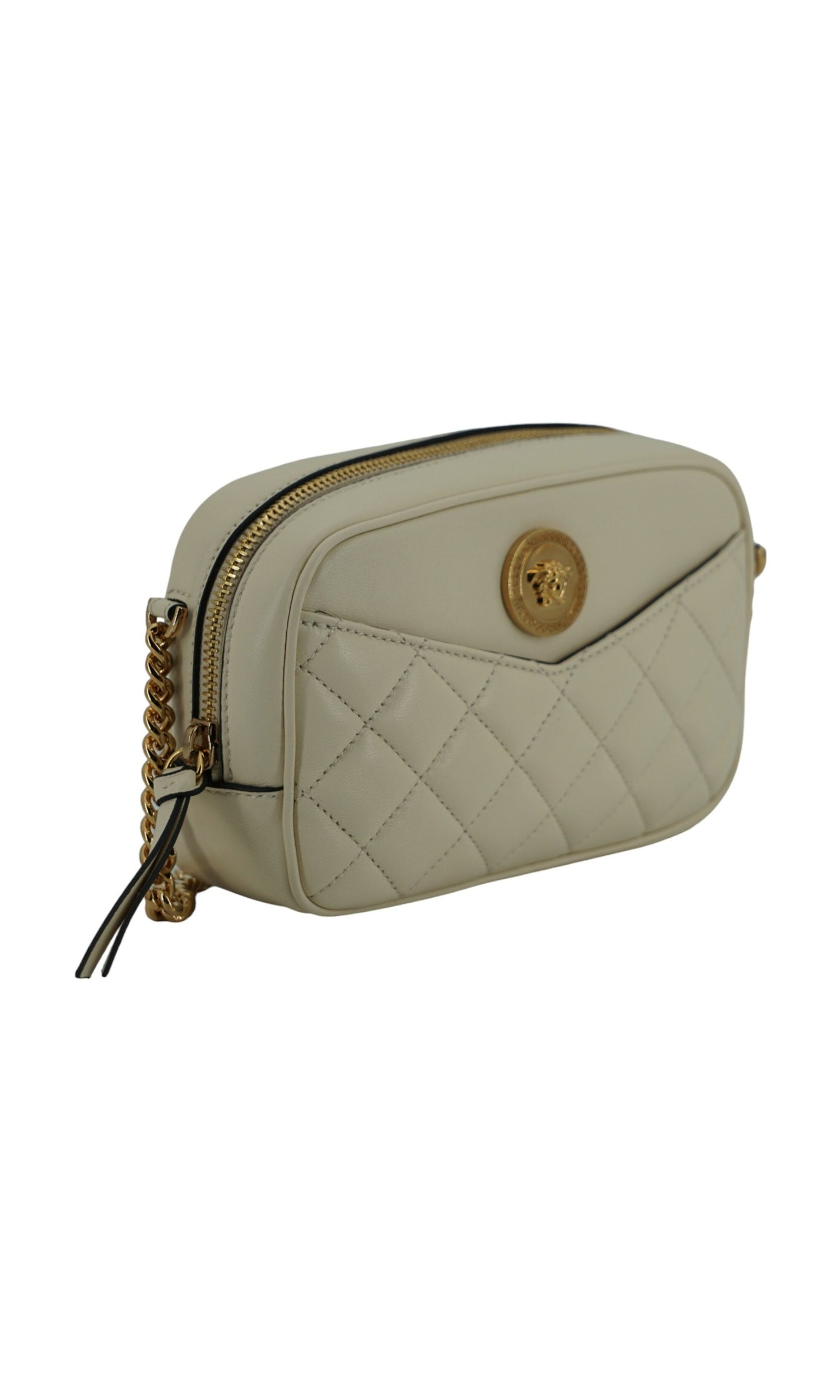 Versace Elegant Lamb Leather Camera White Bag Glam Steals