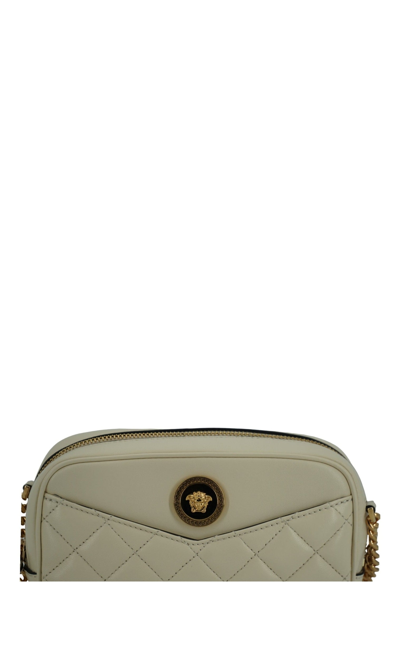 Versace Elegant Lamb Leather Camera White Bag Glam Steals