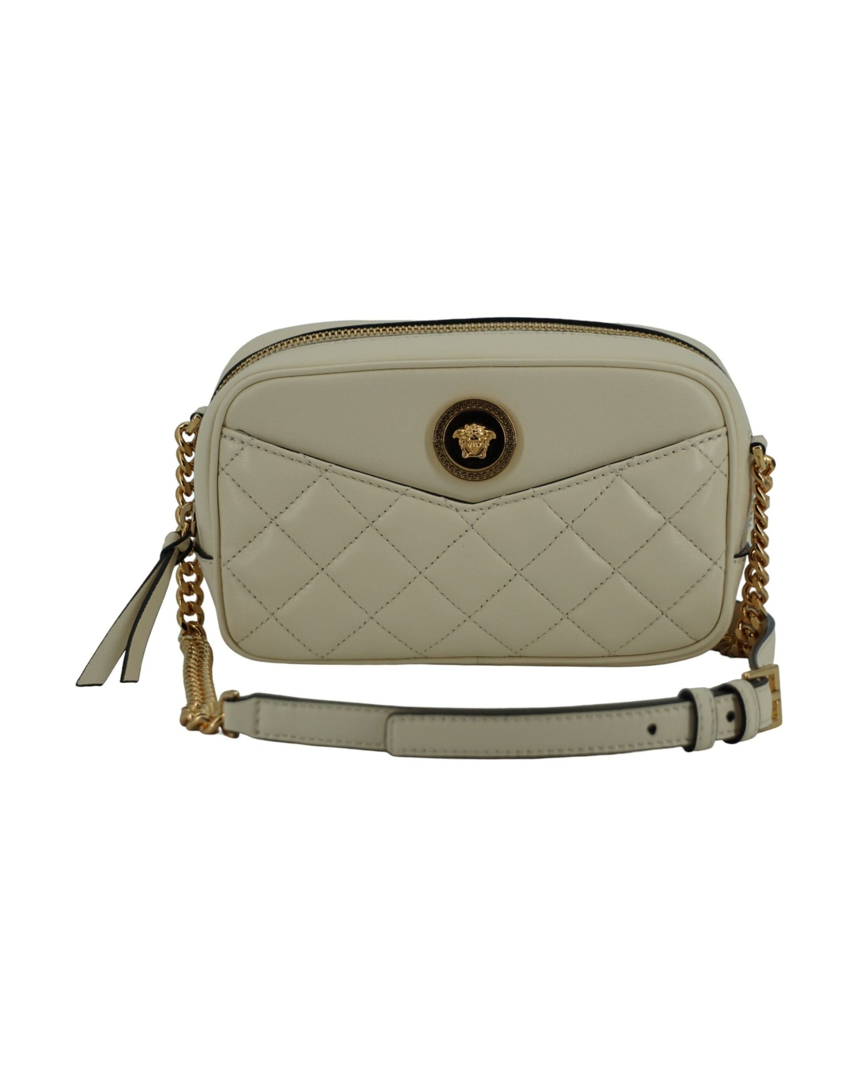 Versace Elegant Lamb Leather Camera White Bag Glam Steals