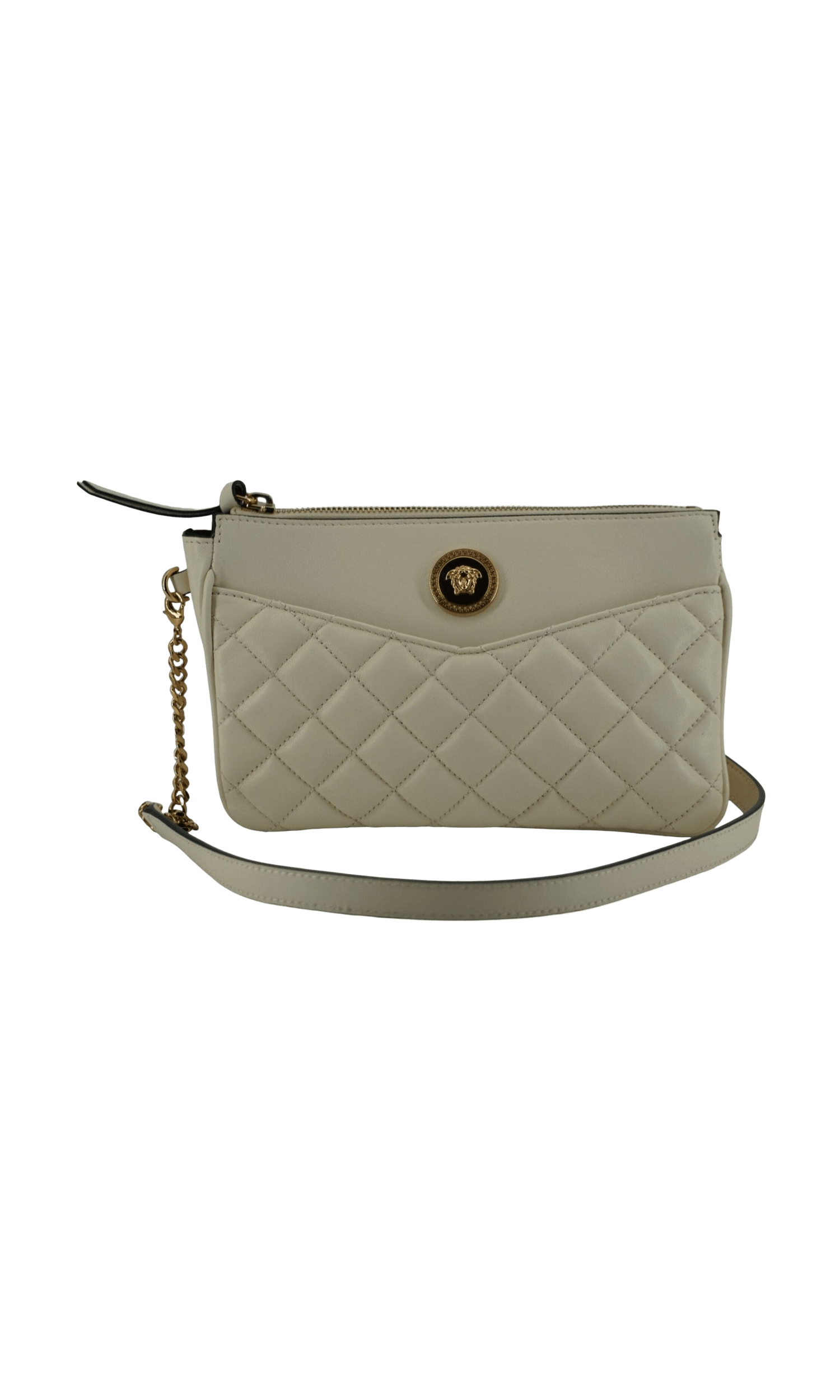 Versace Elegant Lamb Leather Crossbody White Pouch Glam Steals