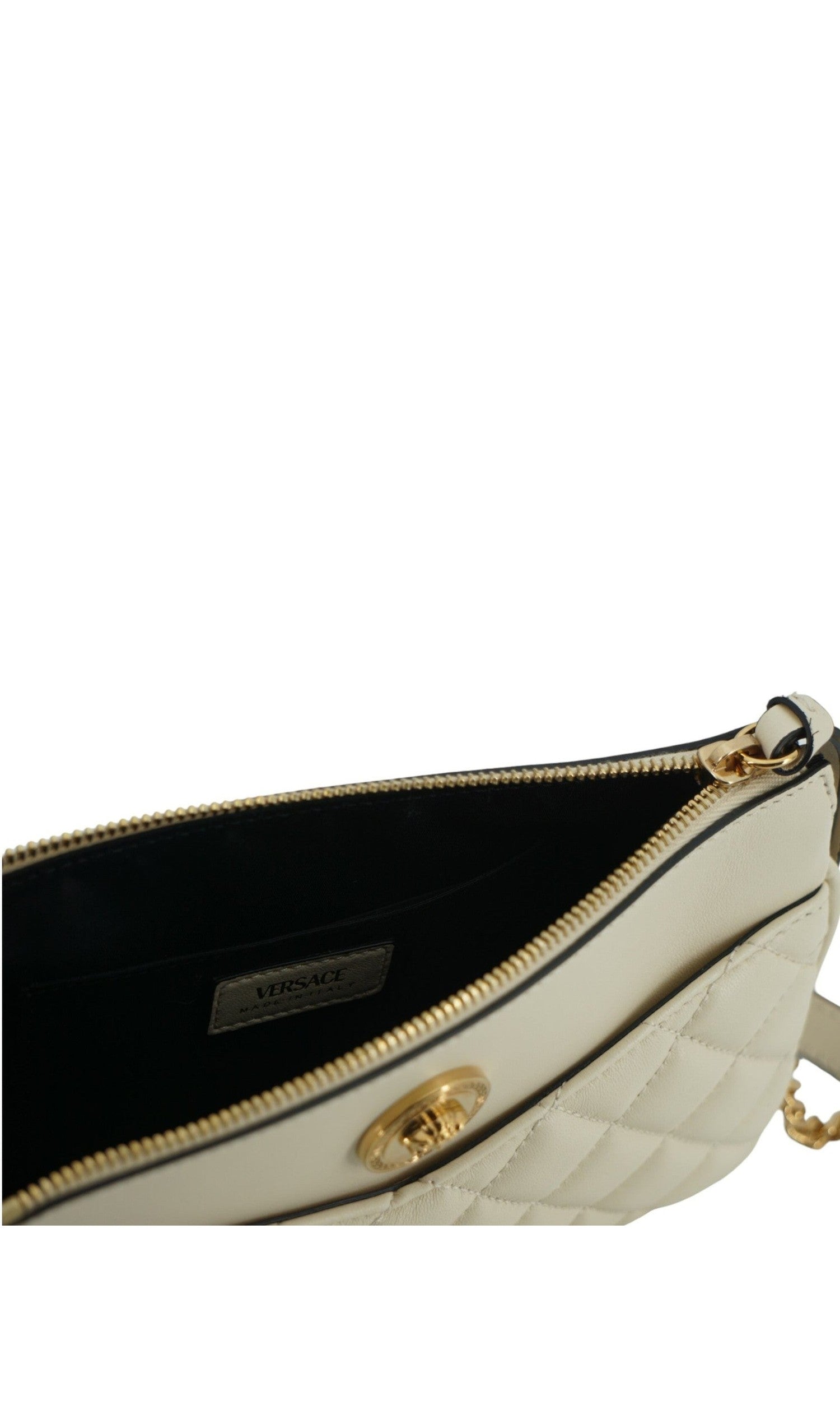 Versace Elegant Lamb Leather Crossbody White Pouch Glam Steals