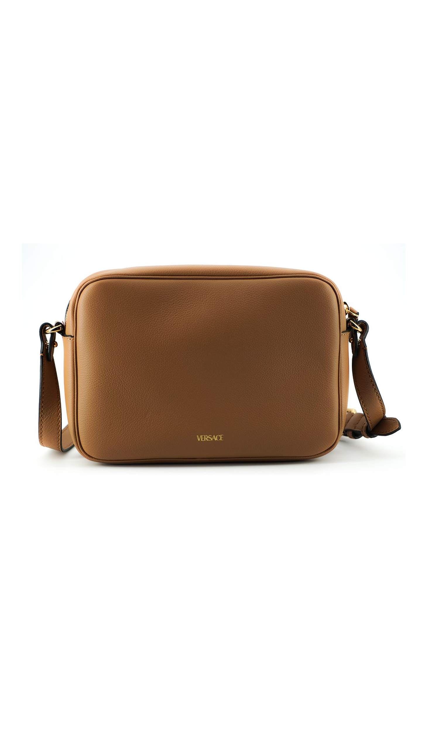 Versace Elegant Leather Camera Case Shoulder Brown Bag Glam Steals