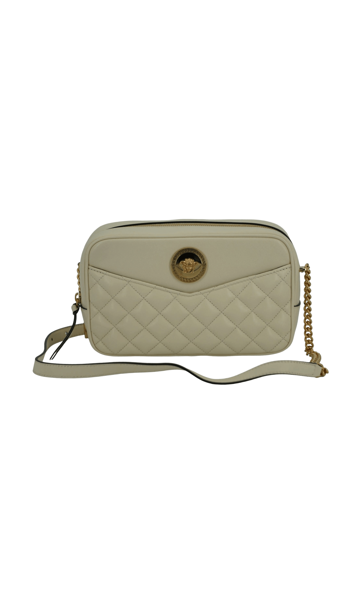 Versace Elegant Leather Camera Shoulder White Bag Glam Steals