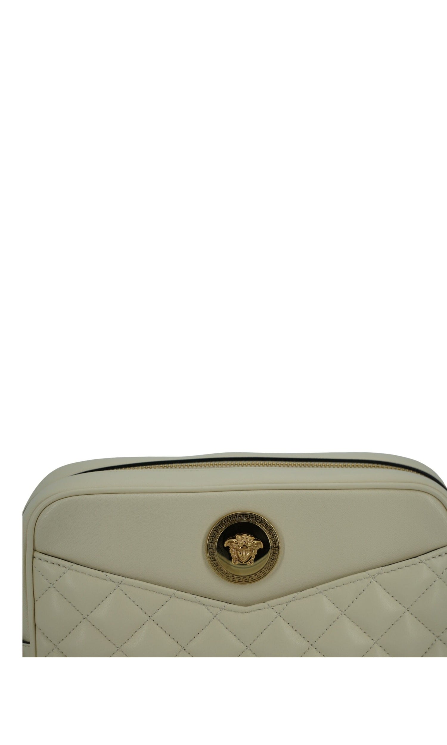 Versace Elegant Leather Camera Shoulder White Bag Glam Steals