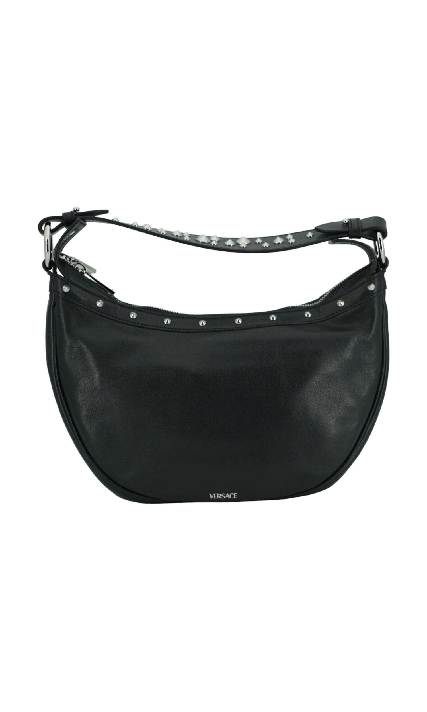 Versace Elegant Leather Hobo Shoulder Black Bag Glam Steals