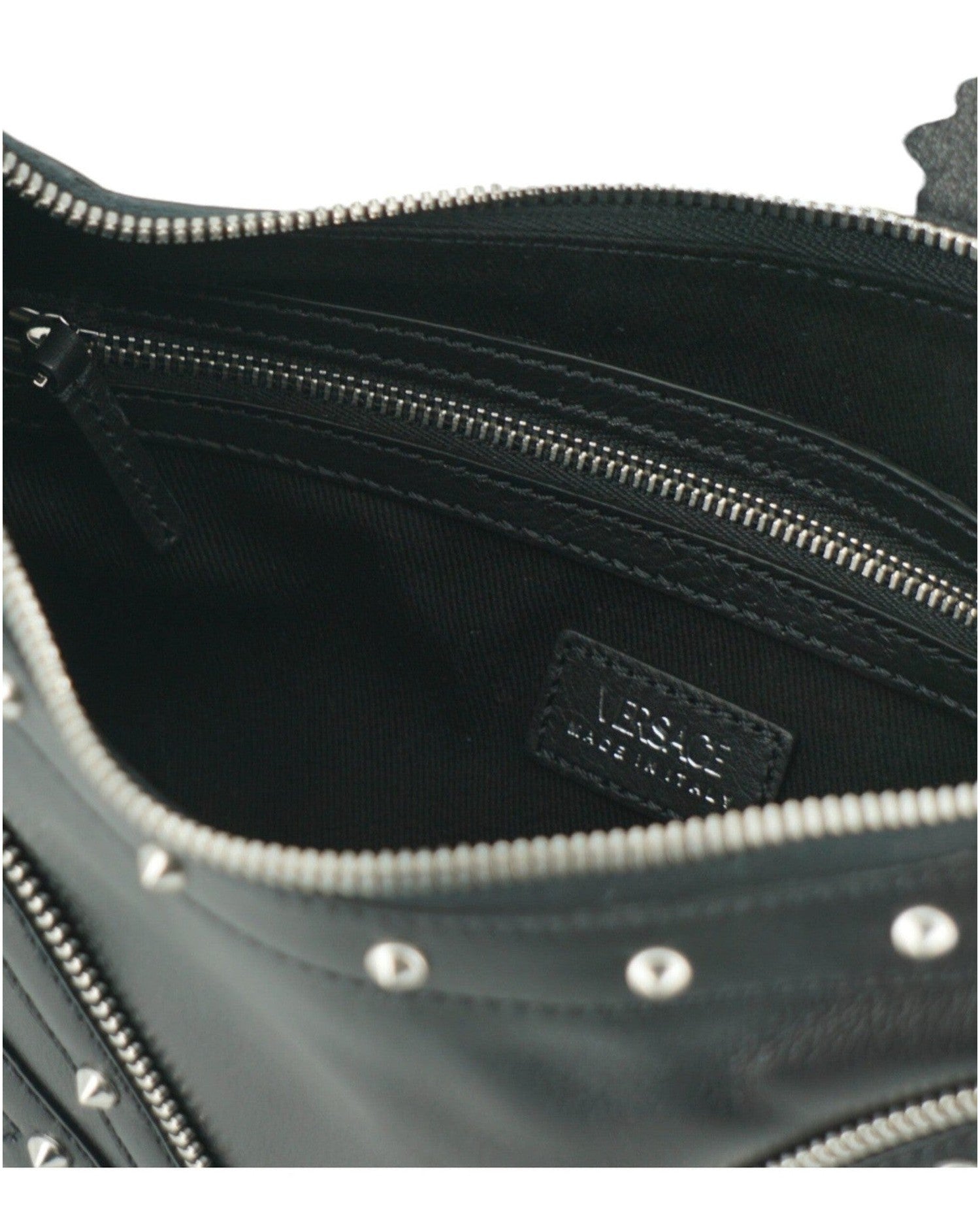 Versace Elegant Leather Hobo Shoulder Black Bag Glam Steals