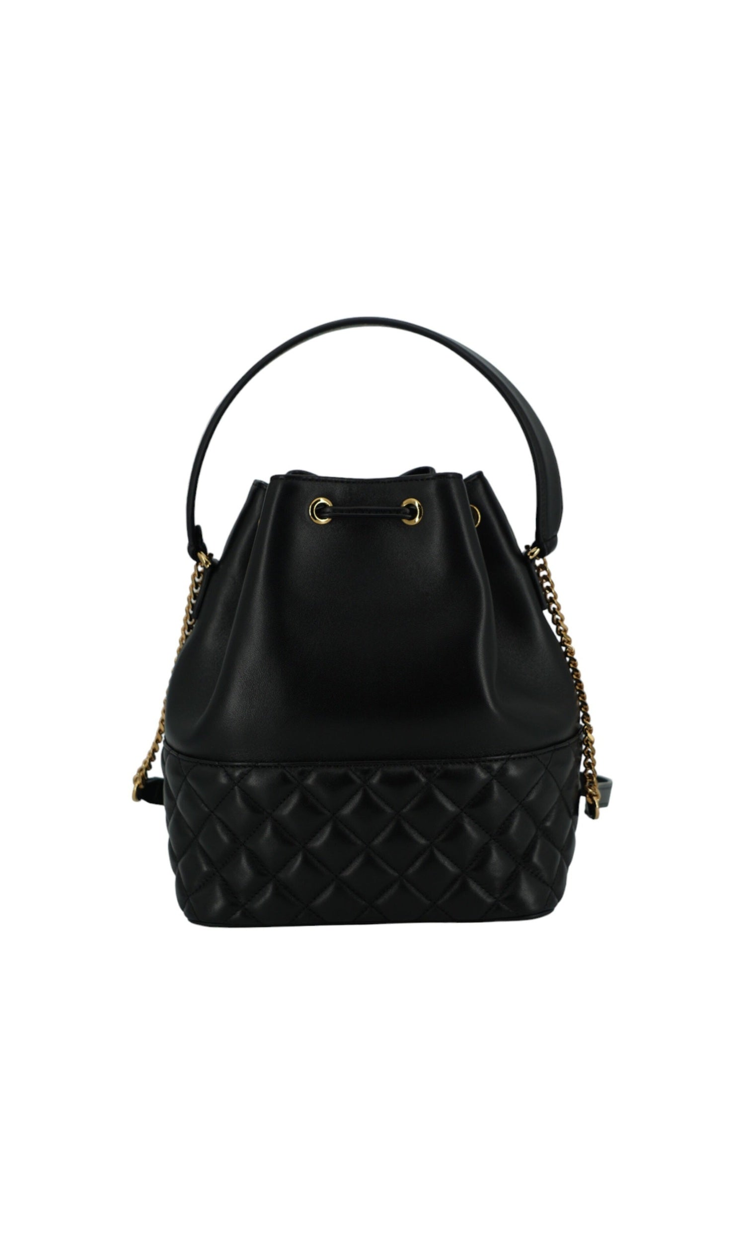 Versace Elegant Leather Medusa Bucket Shoulder Black Bag Glam Steals