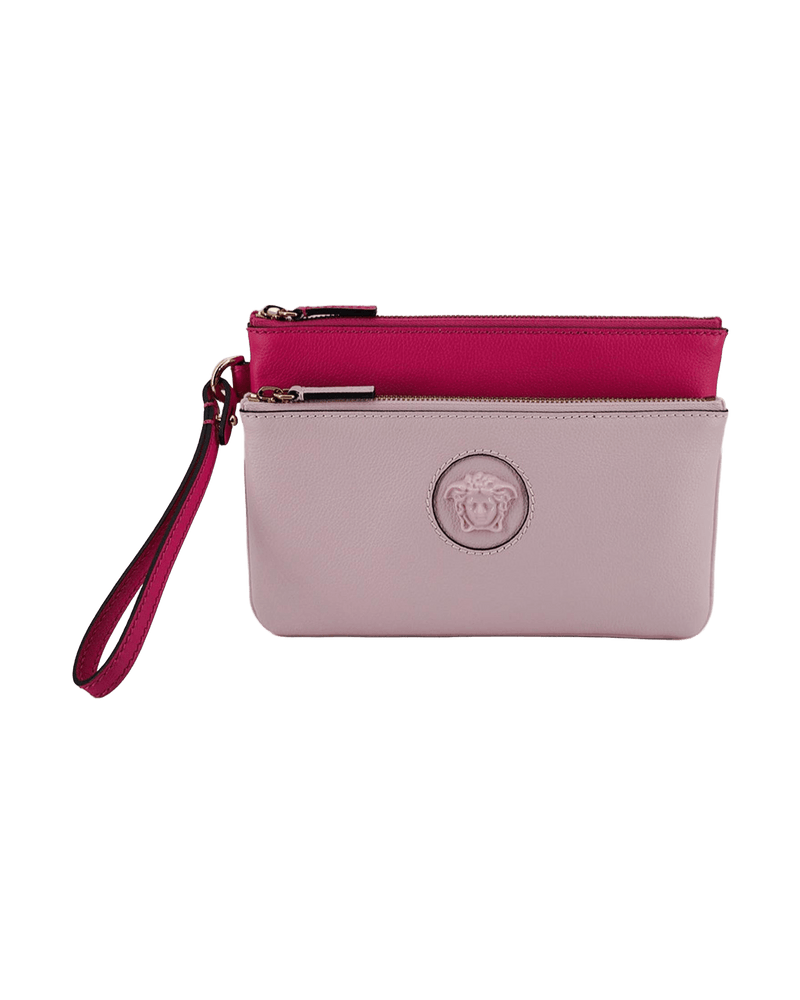 Versace Elegant Pink Leather Pouch Clutch Glam Steals