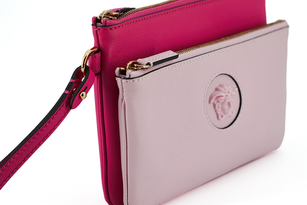 Versace Elegant Leather Pouch Pink Clutch Glam Steals