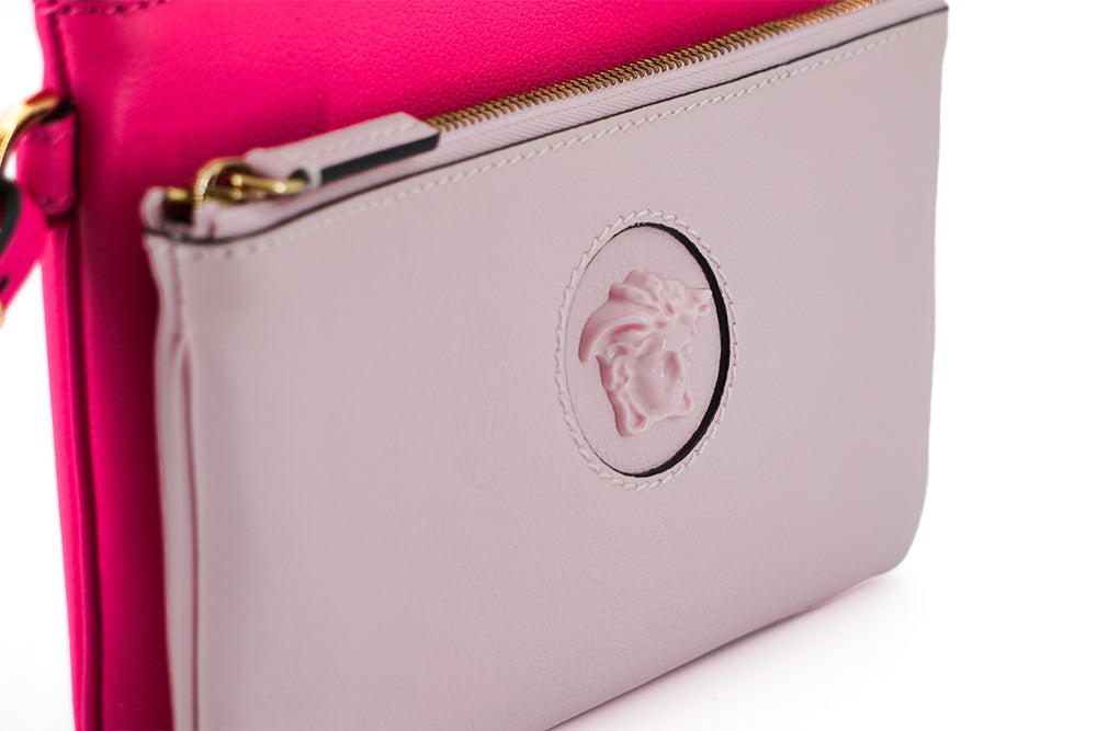 Versace Elegant Leather Pouch Pink Clutch Glam Steals
