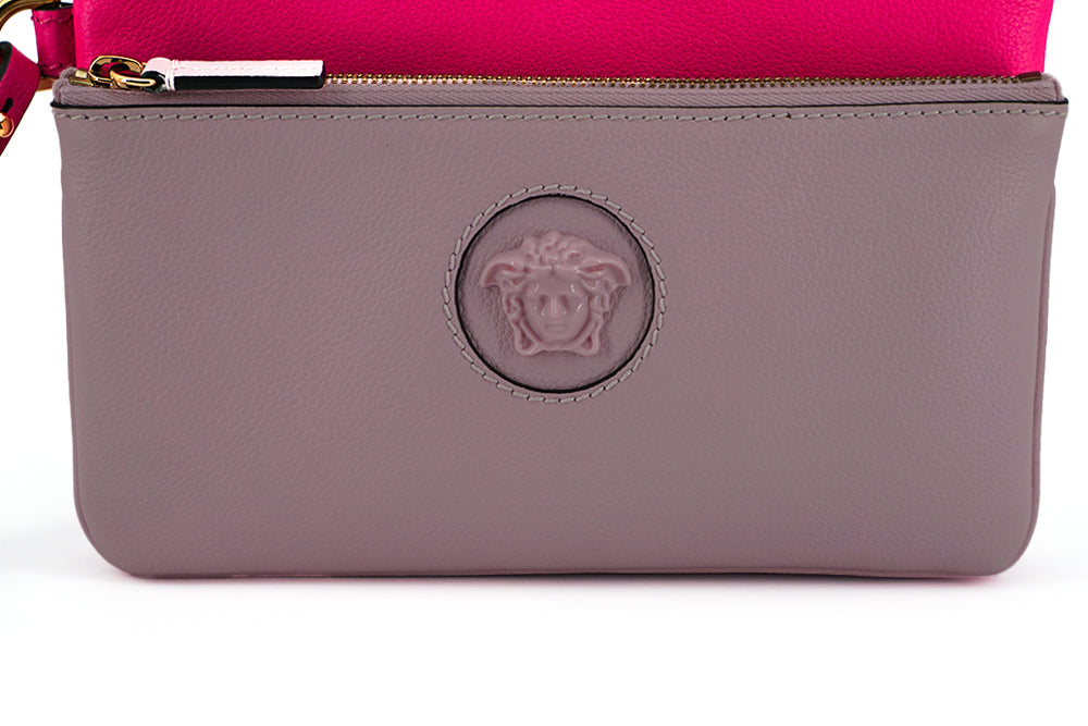 Versace Elegant Leather Pouch Pink Clutch Glam Steals