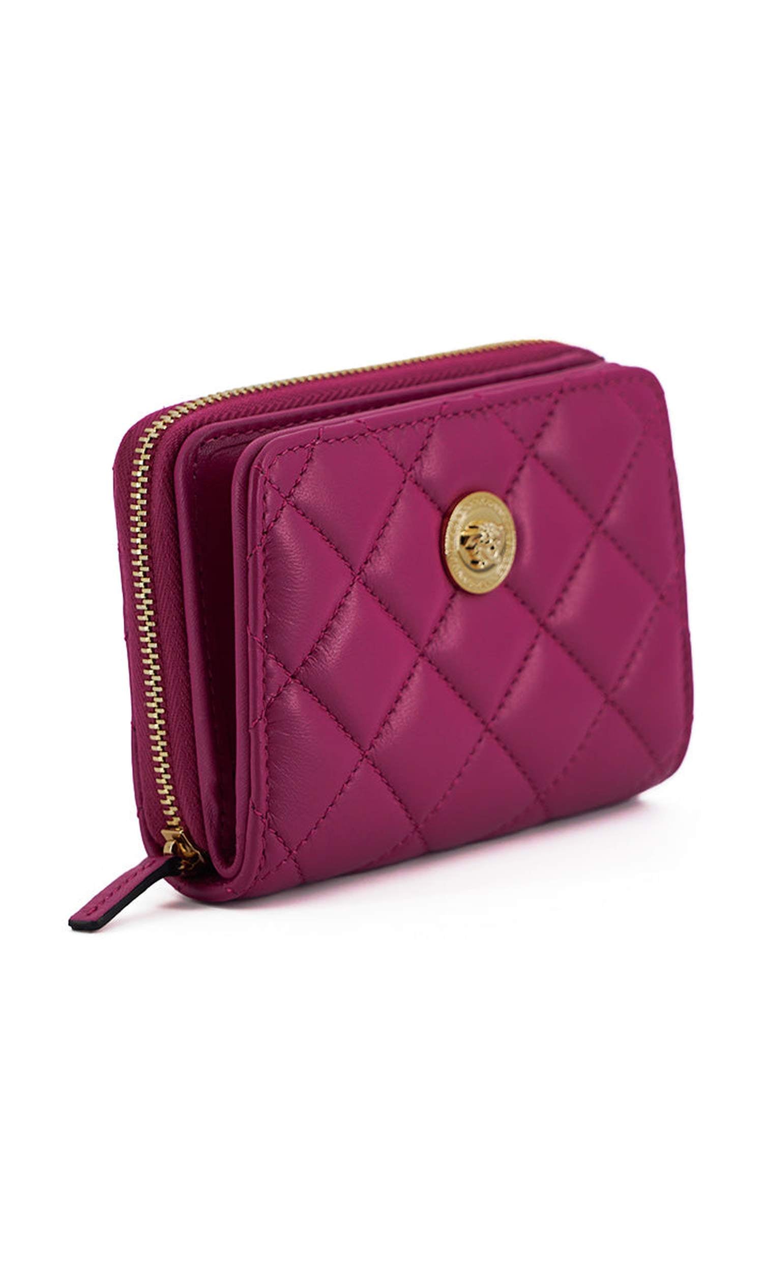 Versace Elegant Quilted Leather Purple Wallet Glam Steals