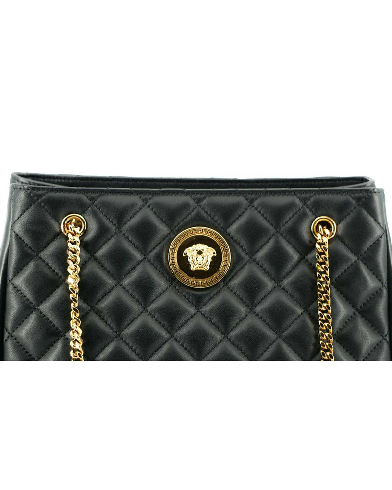 Versace Elegant Quilted Nappa Leather Tote Bag Glam Steals