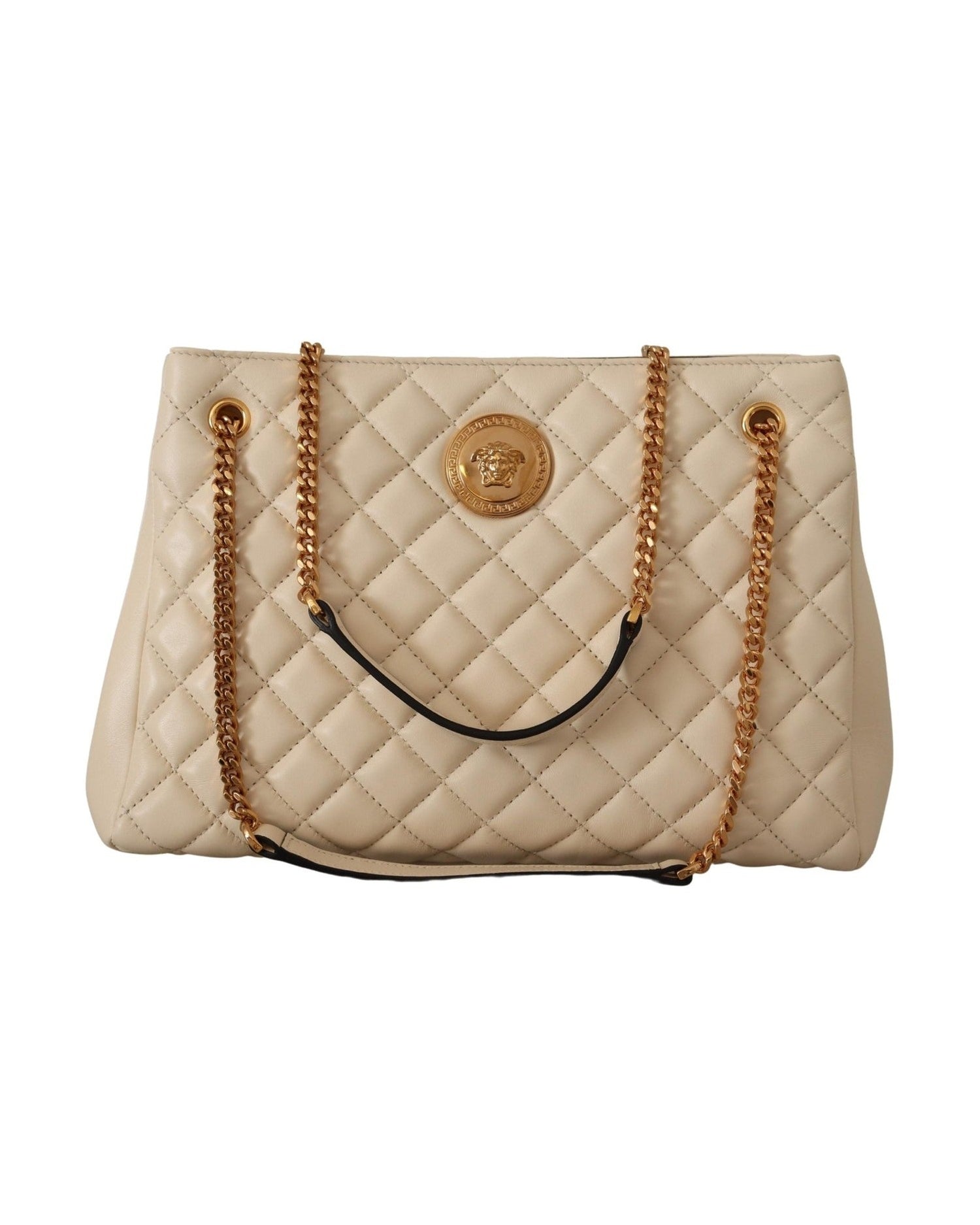Versace Elegant Quilted Nappa Leather Tote Glam Steals