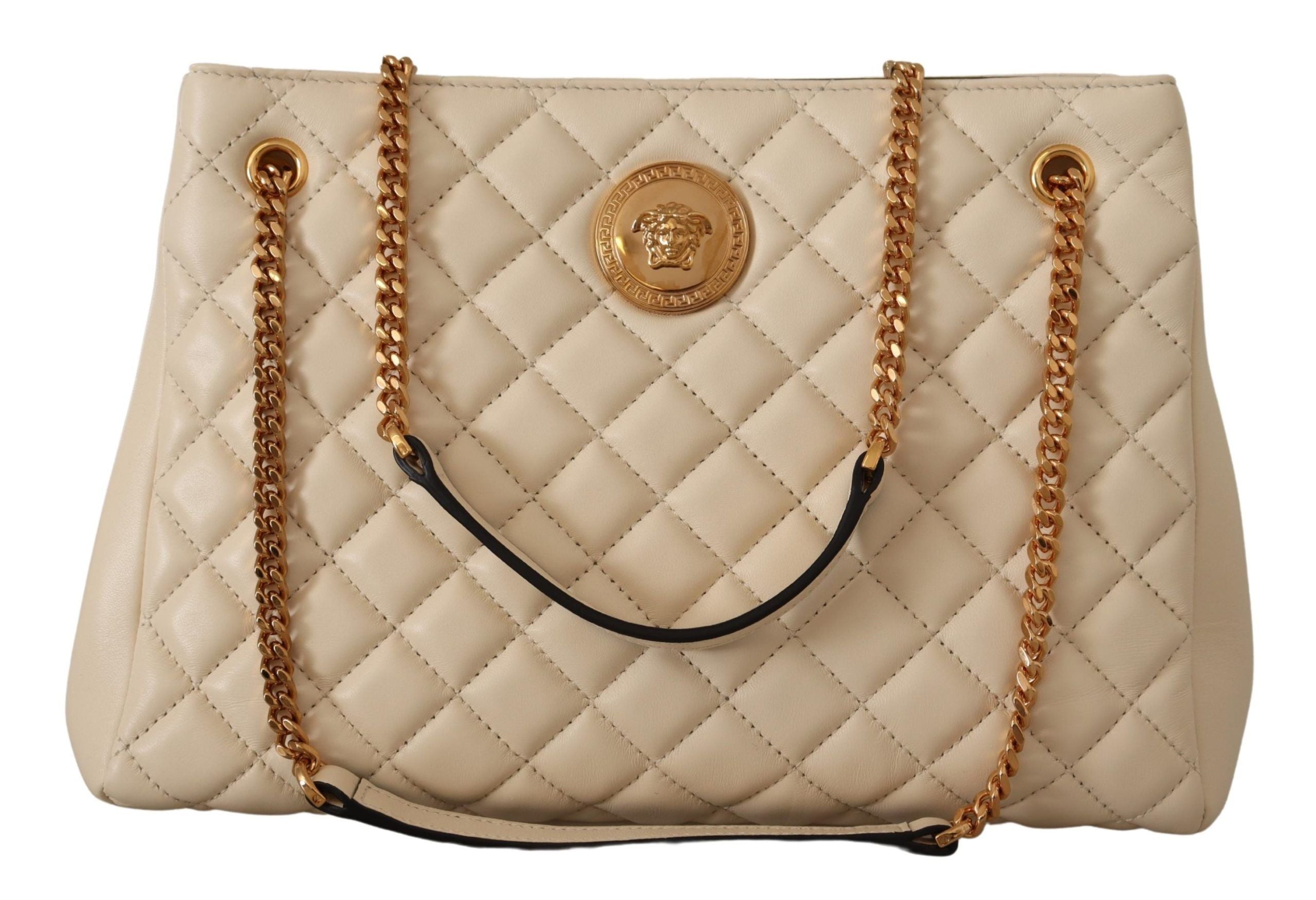 Versace Elegant Quilted Nappa Leather Tote Glam Steals