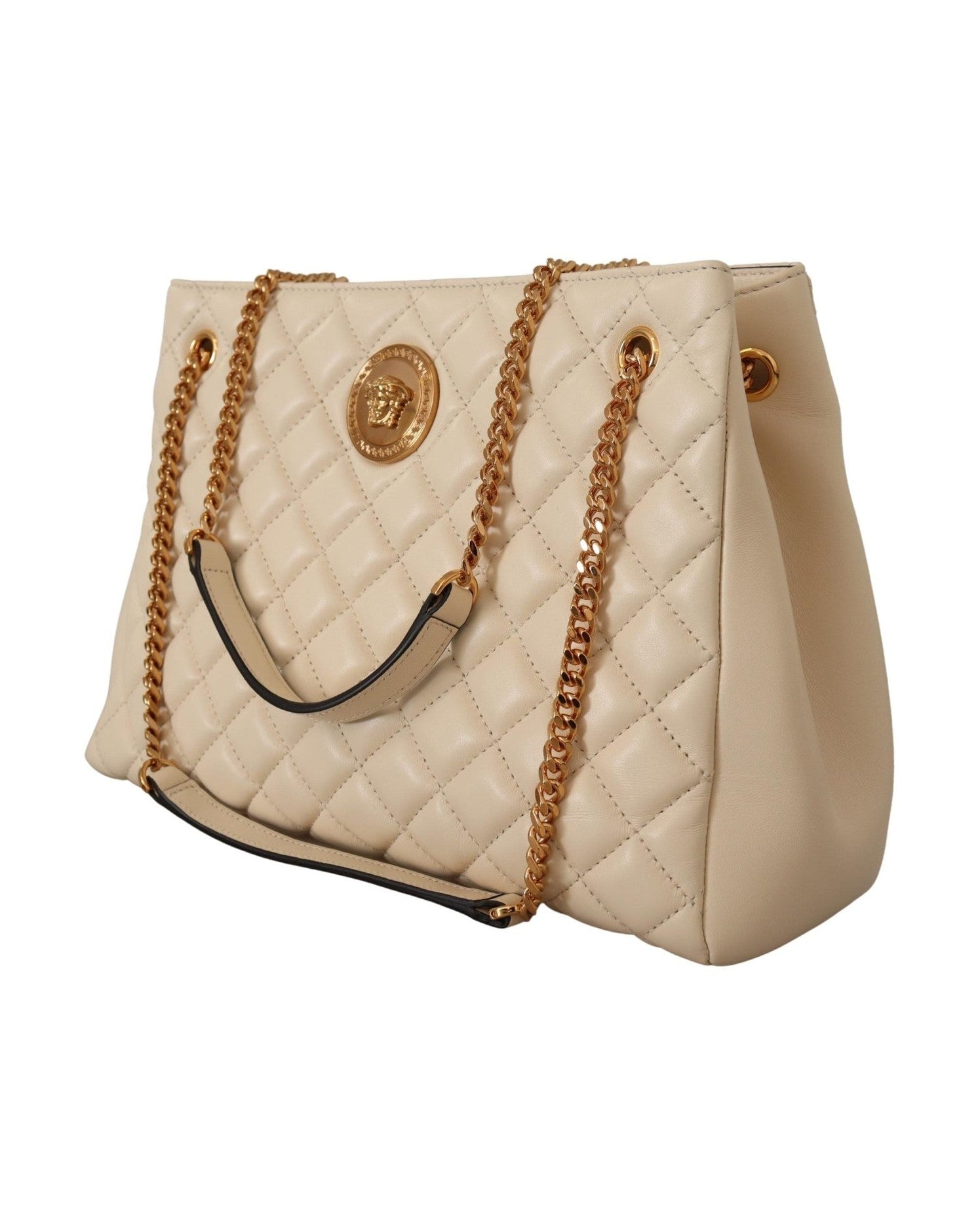 Versace Elegant Quilted Nappa Leather Tote Glam Steals