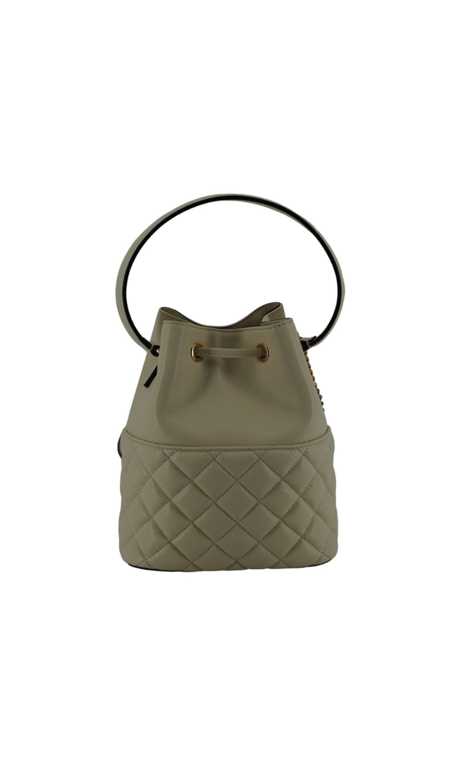 Versace Elegant Small Leather Bucket Shoulder White Bag Glam Steals