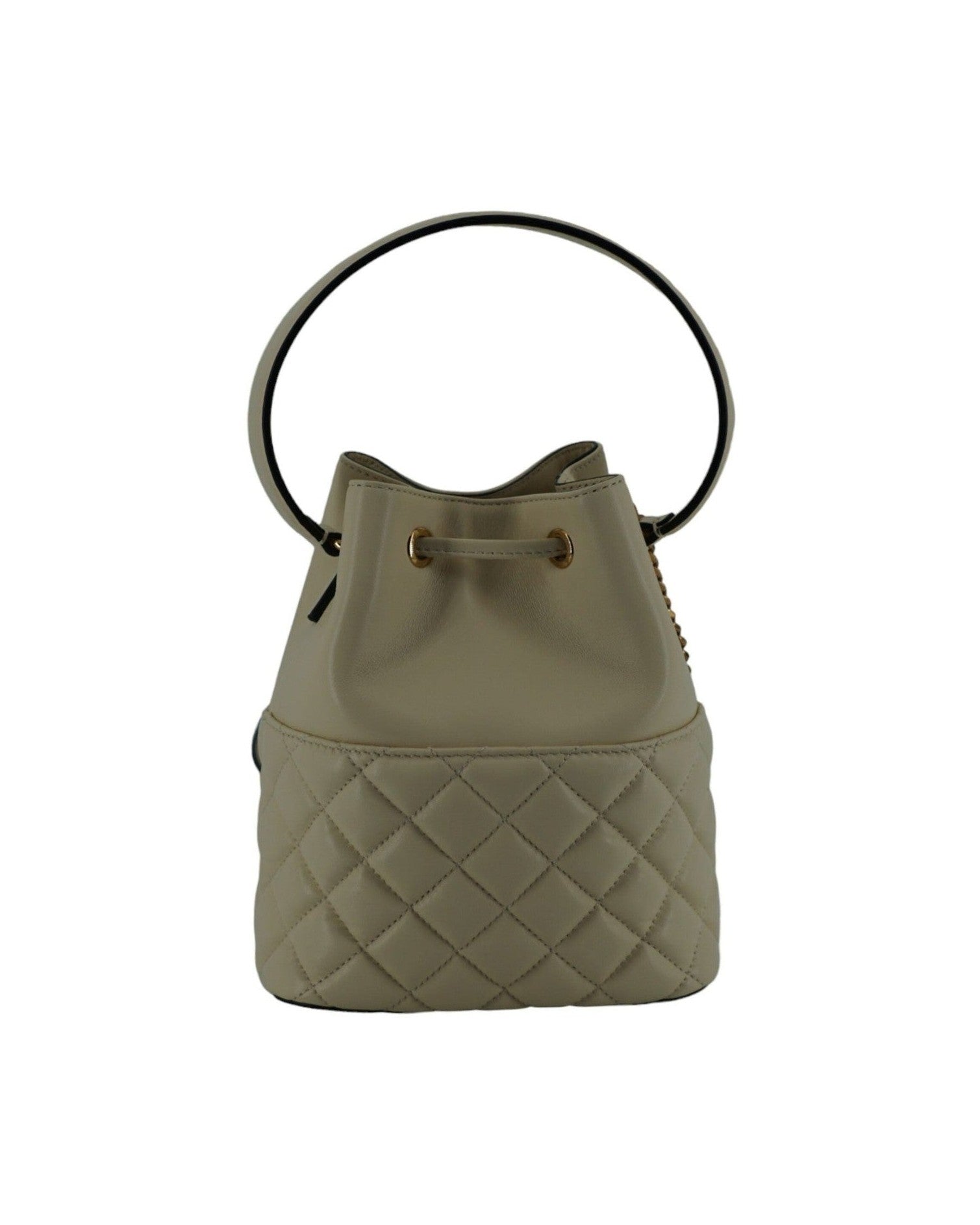 Versace Elegant Small Leather Bucket Shoulder White Bag Glam Steals