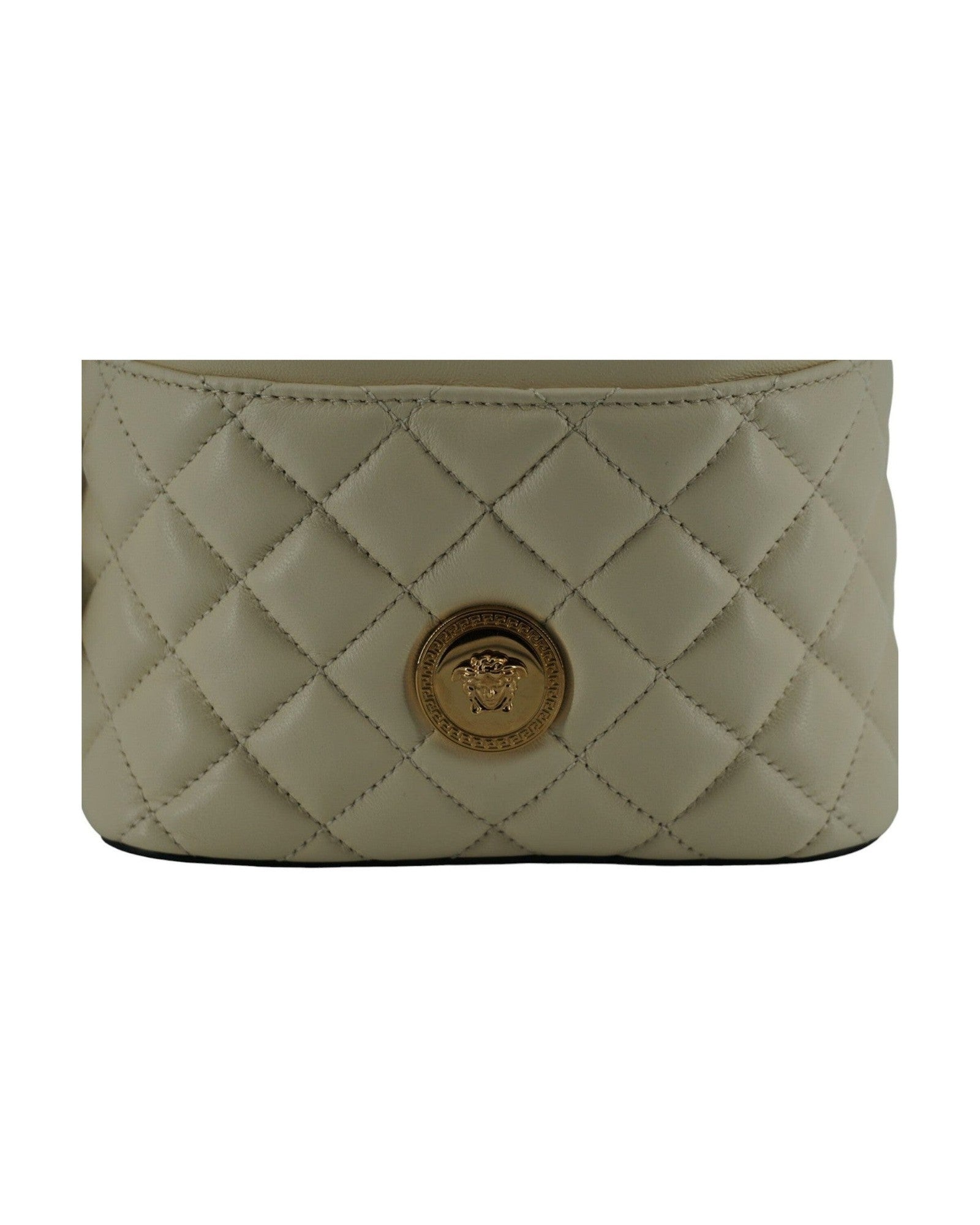 Versace Elegant Small Leather Bucket Shoulder White Bag Glam Steals