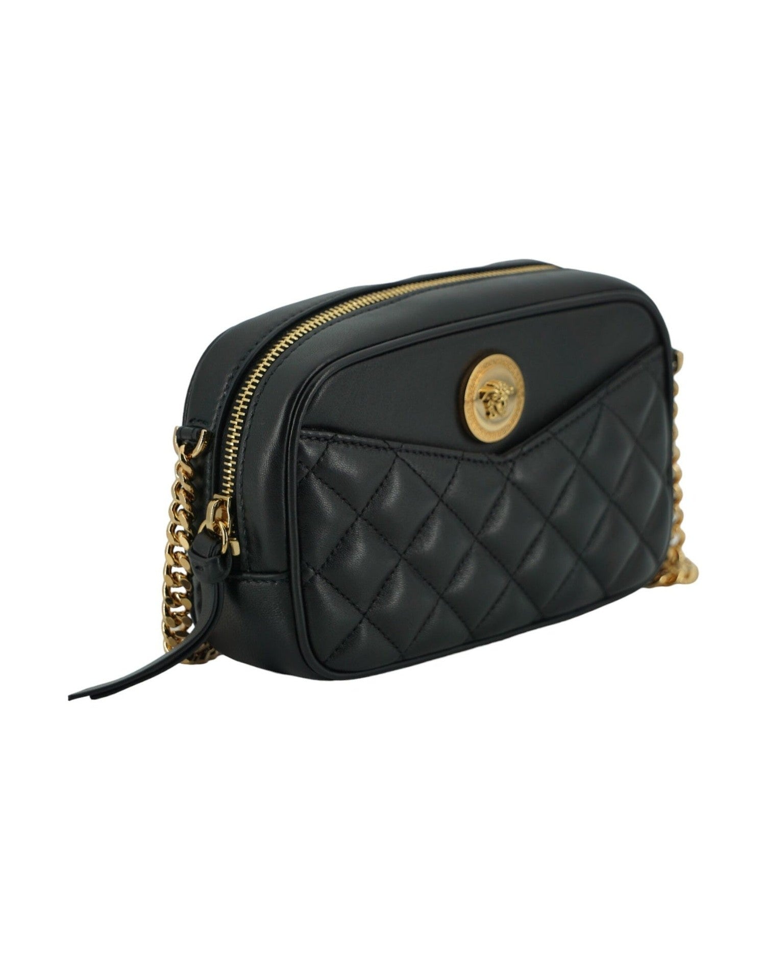 Versace Elegant Small Leather Crossbody Black Bag Glam Steals
