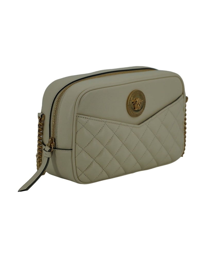 Versace Elegant Leather Camera Shoulder White Bag Glam Steals
