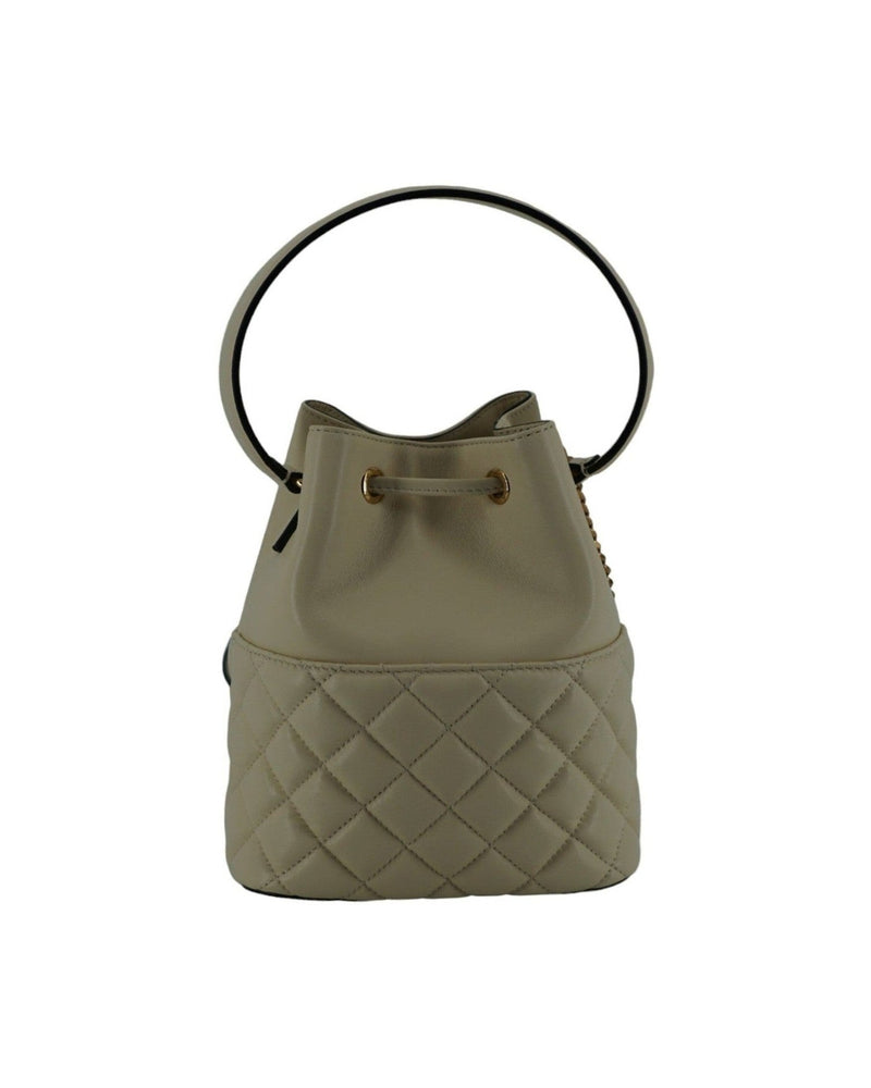 Versace Elegant Small Leather Bucket Shoulder White Bag Glam Steals