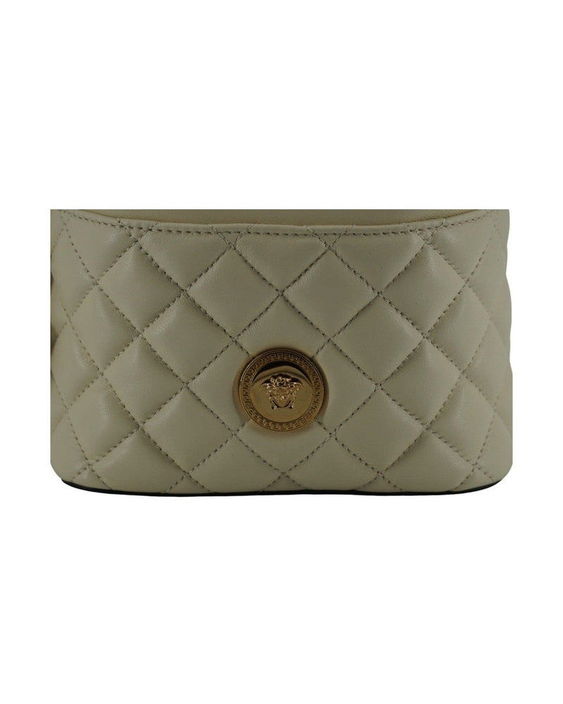 Versace Elegant Small Leather Bucket Shoulder White Bag Glam Steals