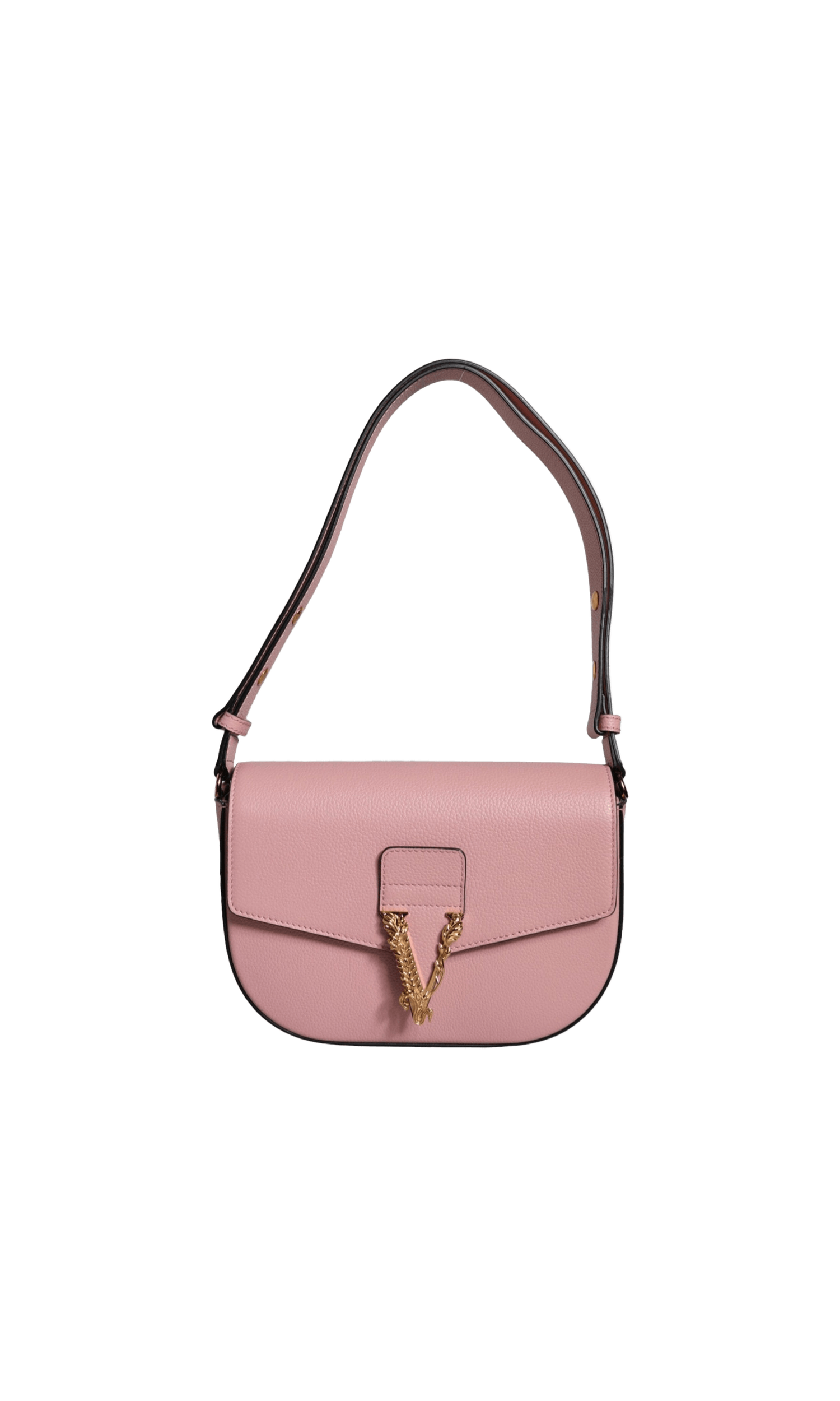 Versace Grainy Calf Leather Logo Crossbody Shoulder Pink Bag Glam Steals