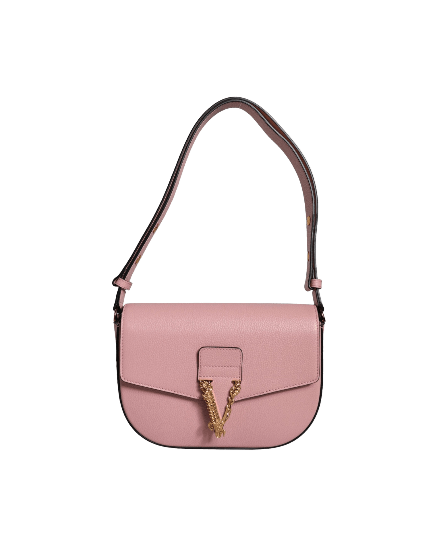 Versace Grainy Calf Leather Logo Crossbody Shoulder Pink Bag Glam Steals